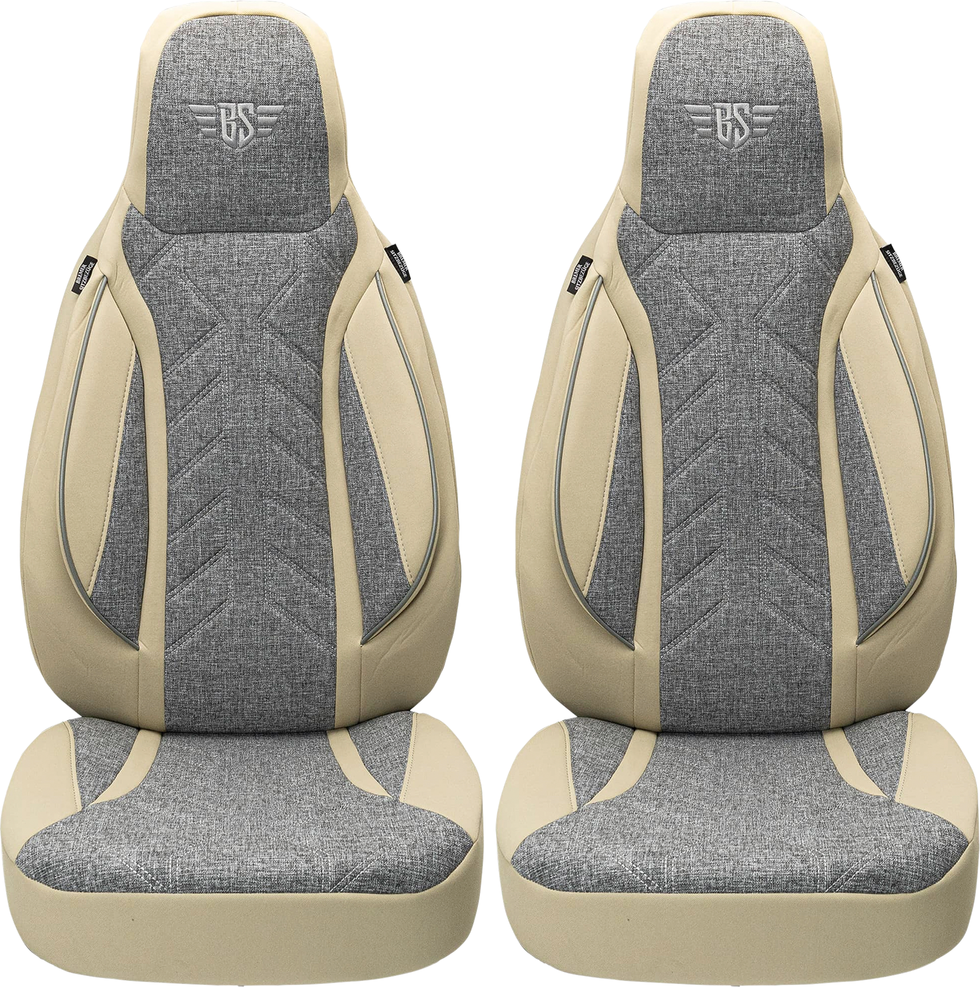 Bremer-Sitzbezüge Wohnmobil Schonbezüge 2 Stück für Ducato / Jumper / Boxer grau/beige - Sitzbezüge