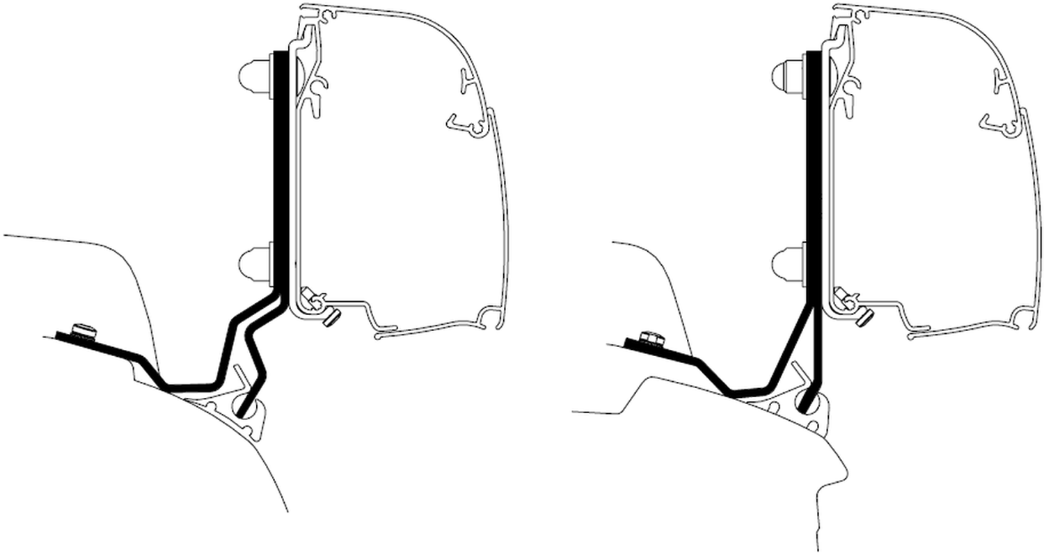 Thule Markisenadapterset 2 teilig für Swift Monza V710 RHD mit Thule 4200 Wandmarkise 2,60