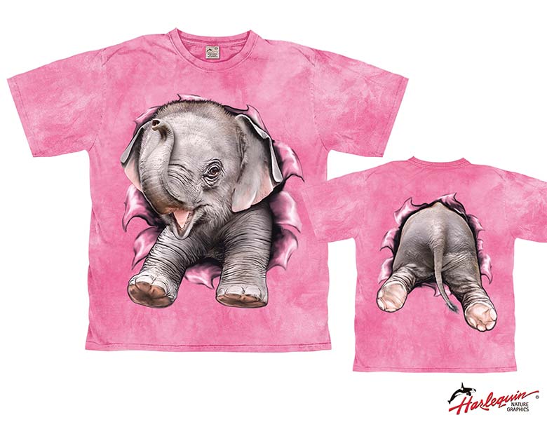 Harlequin Baby Elephant Bubble Gum Kinder T-Shirt
