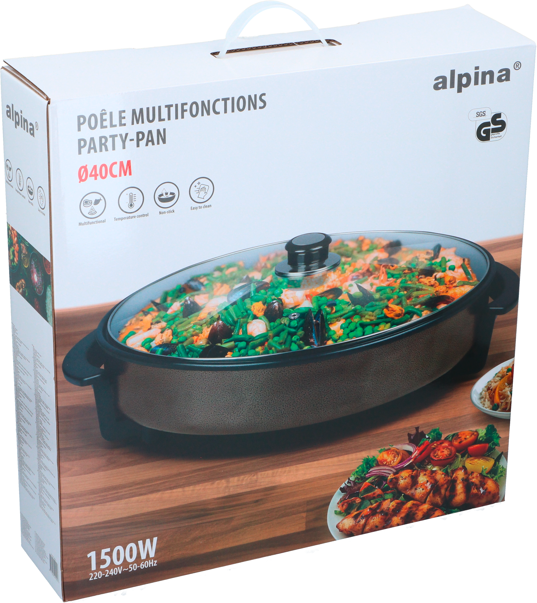 Alpina Partypfanne Ø 40 cm 1500 W mit Glasdeckel - Kochgeräte & sonstiges