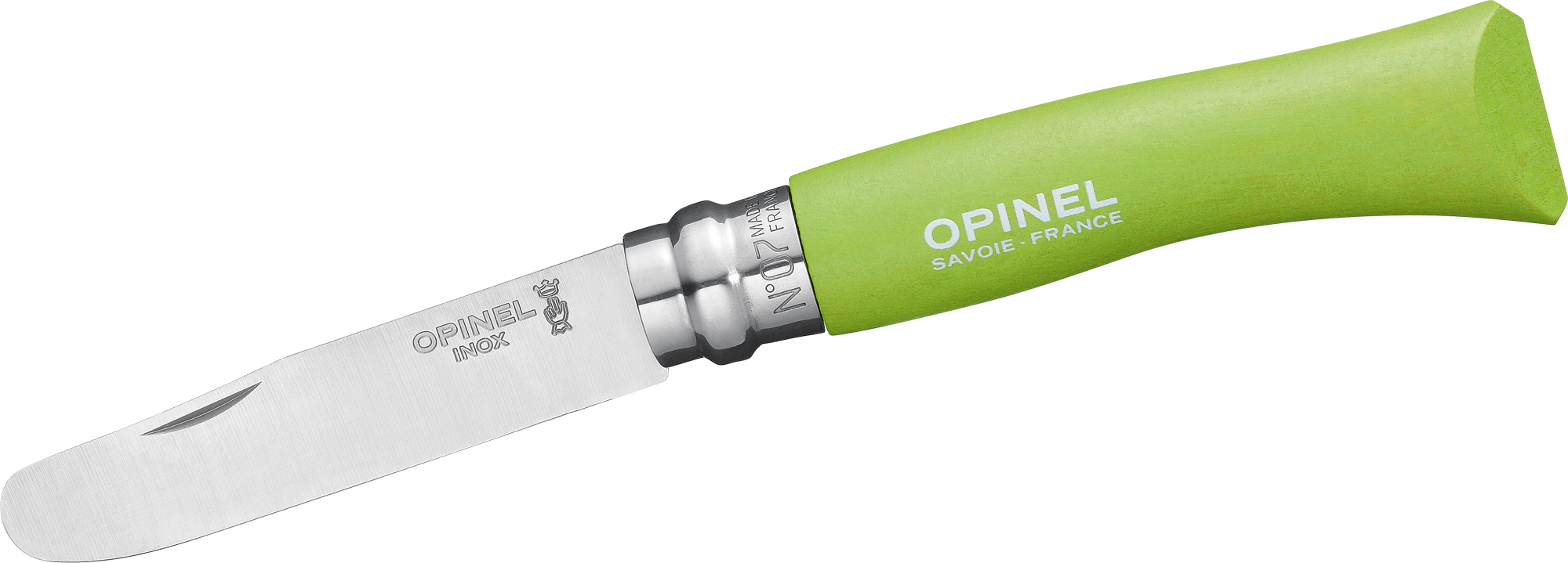 Opinel N°07 Taschenmesser für Kinder Klingenlänge 8 cm grün