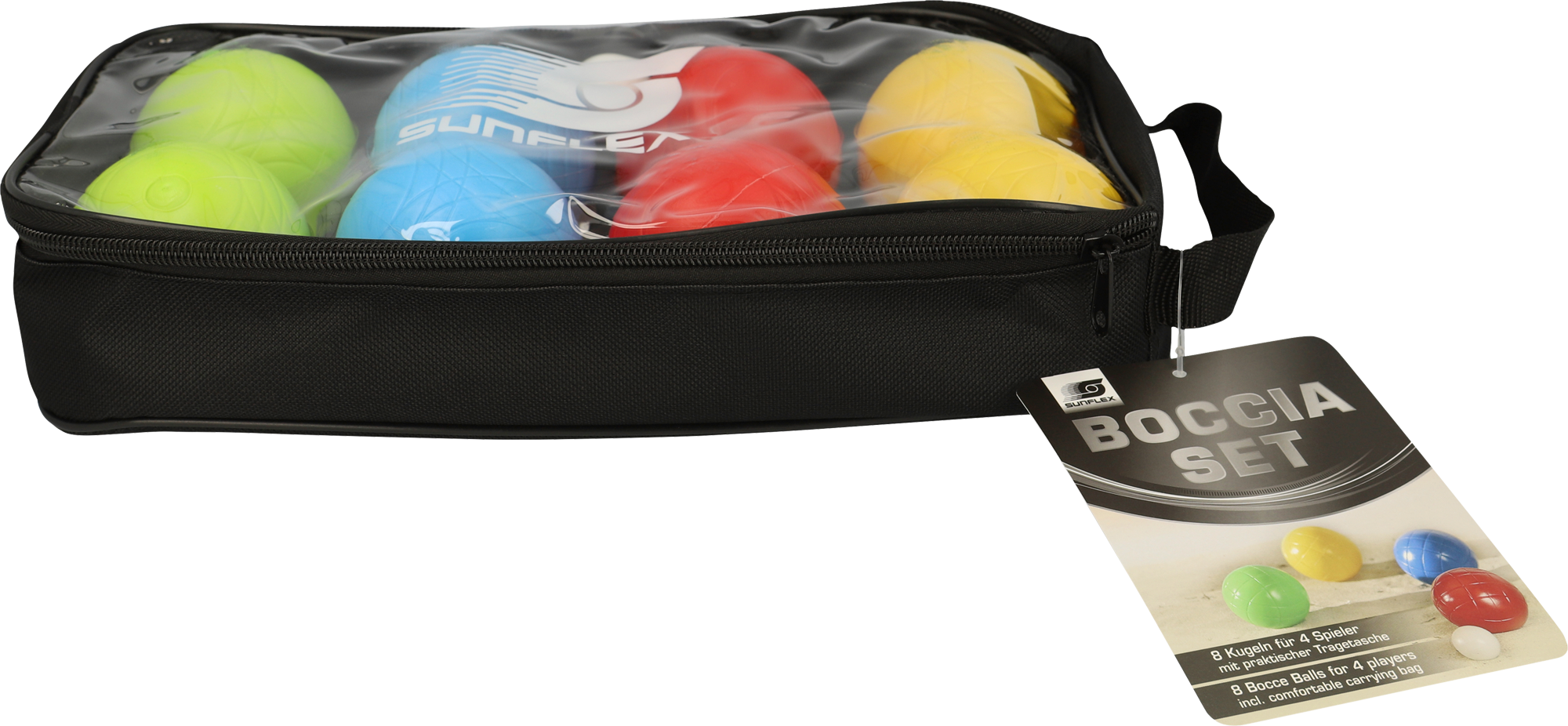 sunflex sport Boccia Set für bis zu 4 Spielern mit 8 Bocciakugeln in