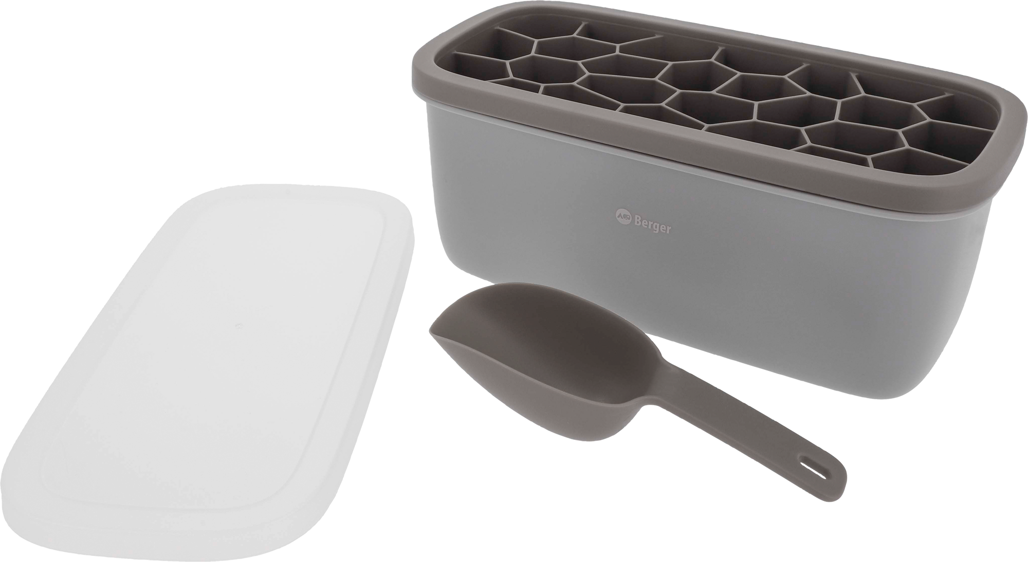 Berger Eiswürfel-Set inkl. Eiswürfelform, Deckel, Box und Eisschaufel