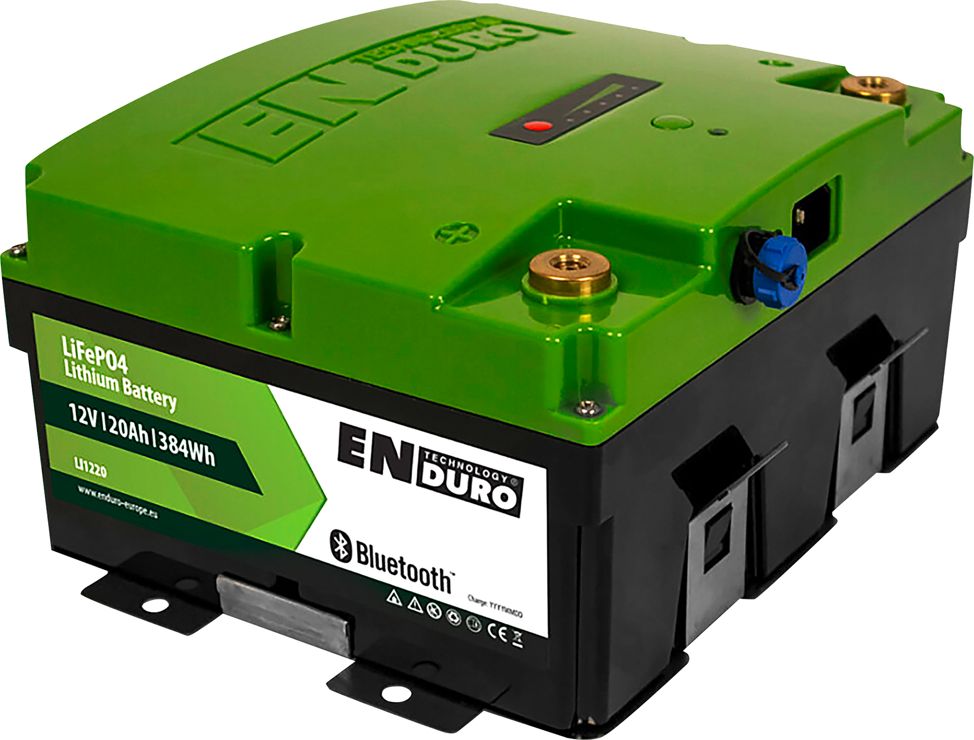 Enduro LI1220BT Lithium-Batterie 12 V 20 Ah mit integriertem Ladegerät und