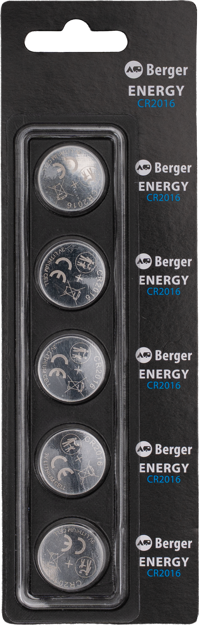 Berger Energy CR2016 Knopfzelle 5er Set - Kleinbatterien