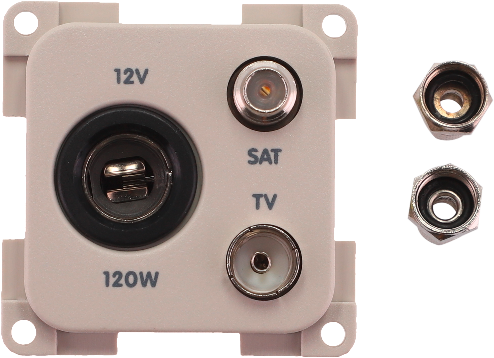 Inprojal System 10.000 Steckdose 12V mit TV und SAT hellgrau - 12 / 24 V Einbausteckdosen