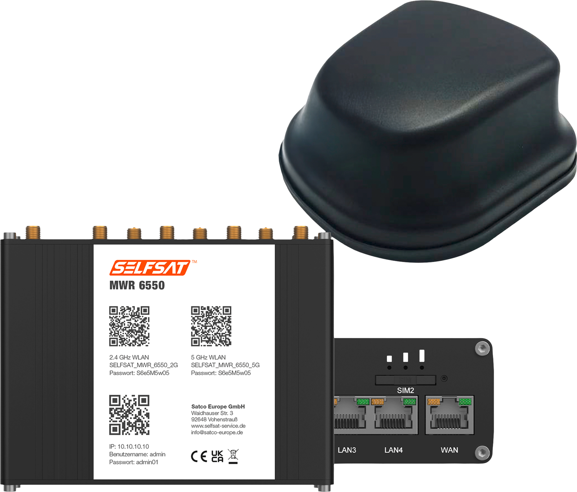 Selfsat 5G Cat 19 WiFi 6 WLAN Router MWR 6550 bis 3,4 Gbps inkl. 5G Antenne