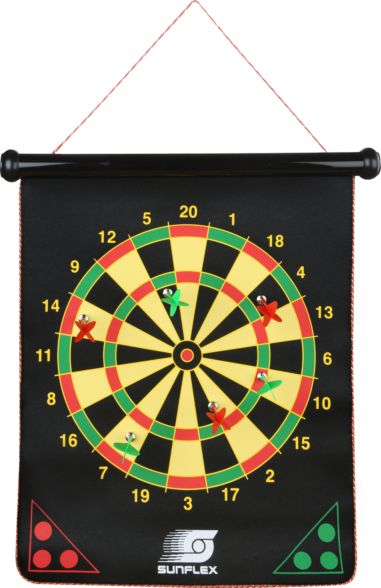 sunflex sport magnetisches Dartspiel beidseitig bedruckt mit 6 Pfeilen