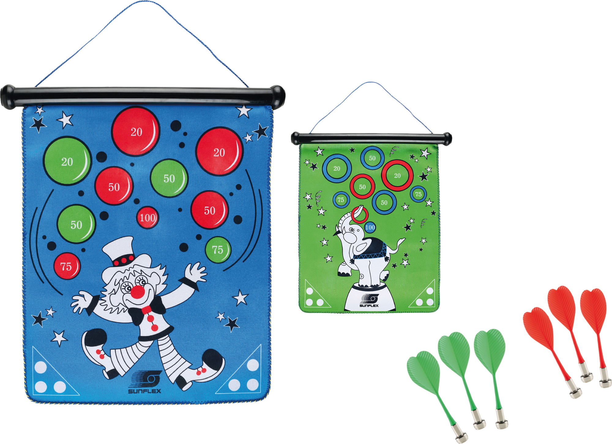 sunflex sport Circus magnetische Dartscheibe beidseitig bedruckt und 6