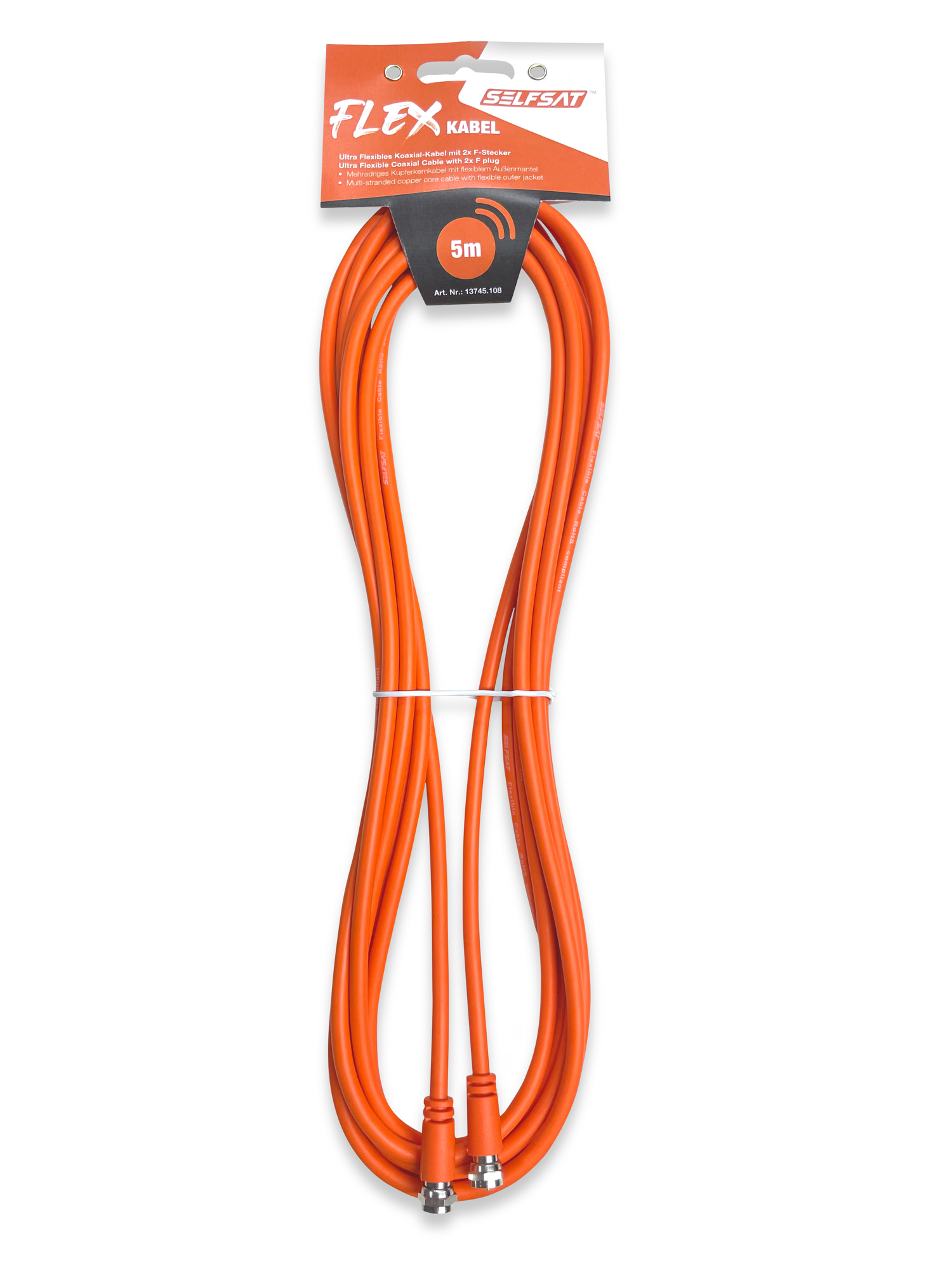 Selfsat Flex Koaxial Kabel mit 2x F Stecker 1,5 Meter