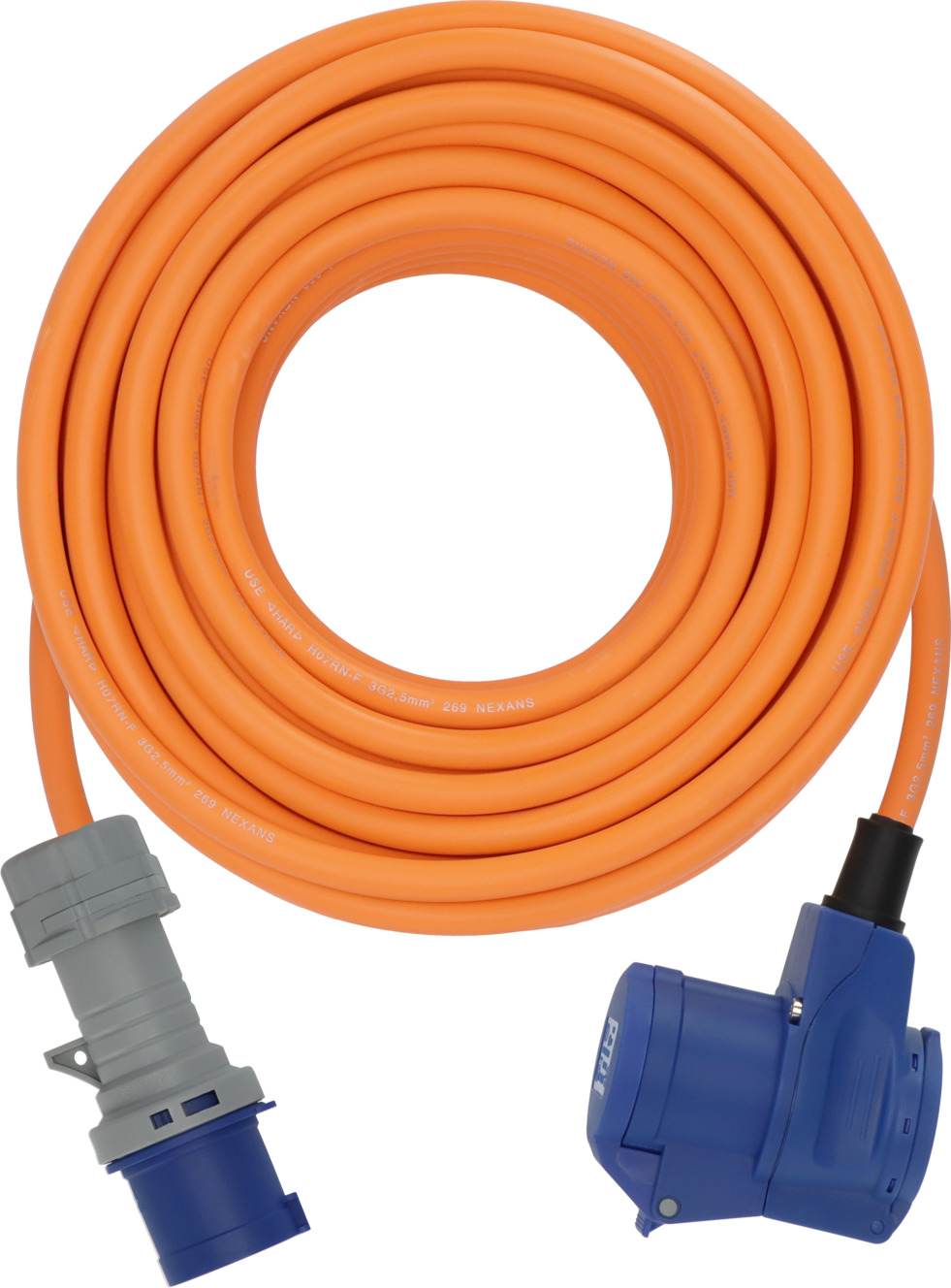 Brennenstuhl CEE Camping Verlängerungskabel CEE Stecker Winkelkupplung Schutzkontakt Steckdose 230 V / 16 A / 25 Meter - CEE-Kabel