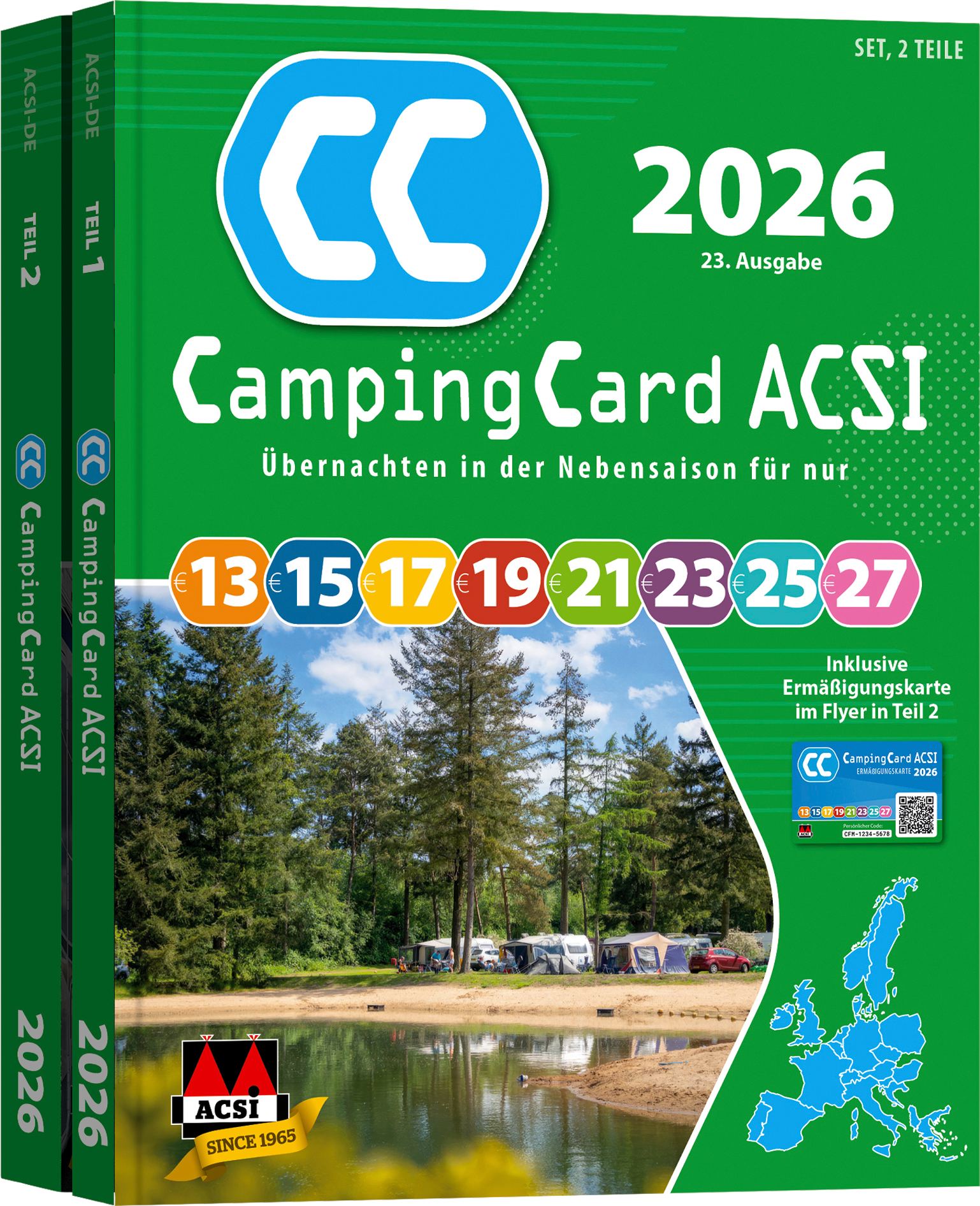 ACSI Campingführer 2026 mit CampingCard Ermäßigungskarte