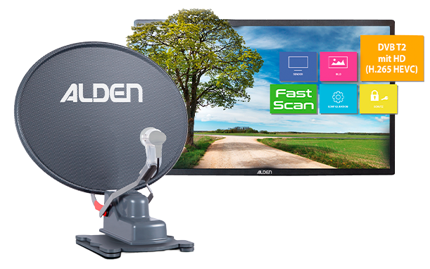 Alden Onelight HD vollautomatische Satellitenanlage Platinium inkl. Ultrawide LED TV