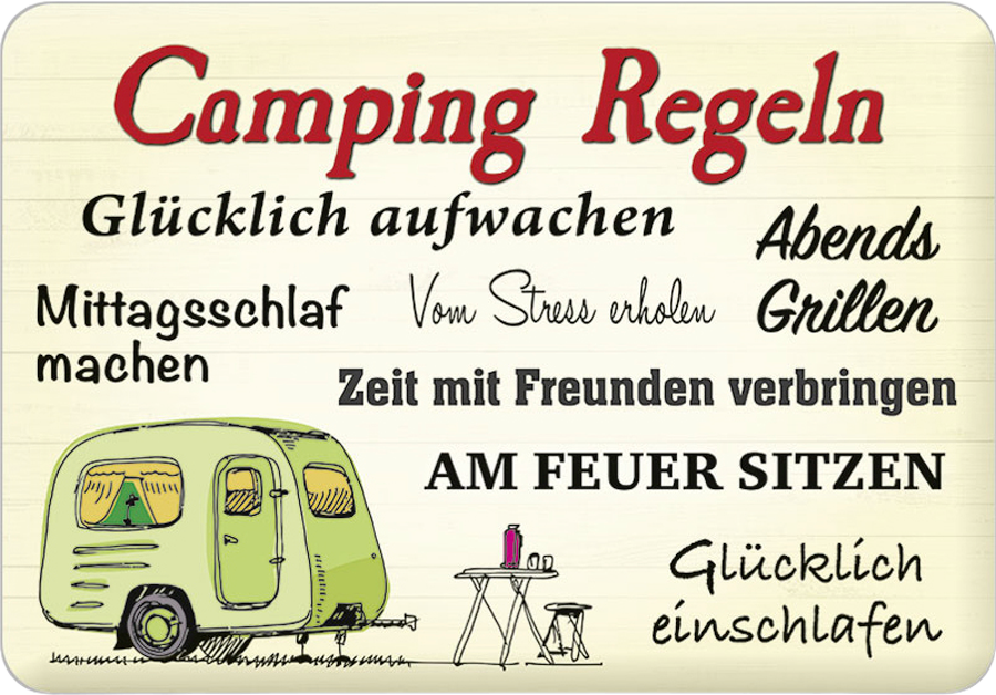 Blechschild Camping Regeln