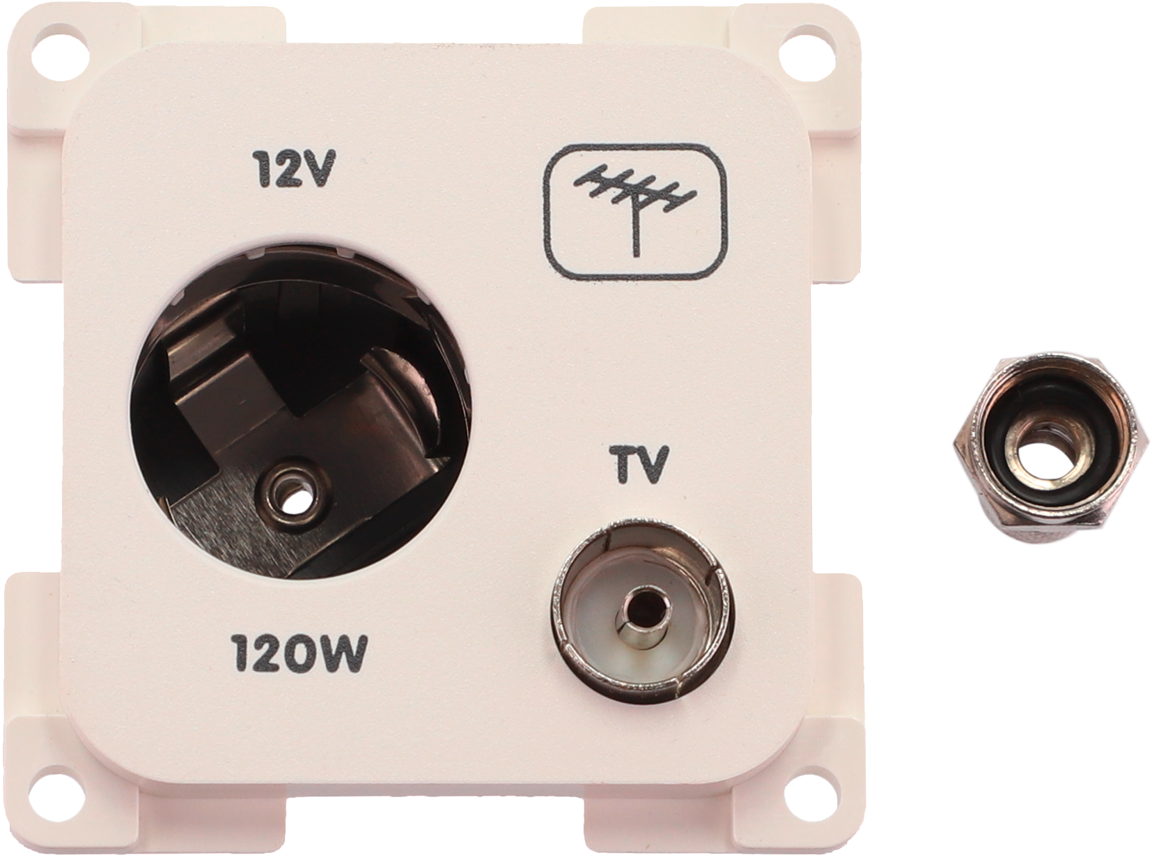 Inprojal System 10.000 Kombi Steckdose 12V mit TV 5 mm weiß - 12 / 24 V Einbausteckdosen