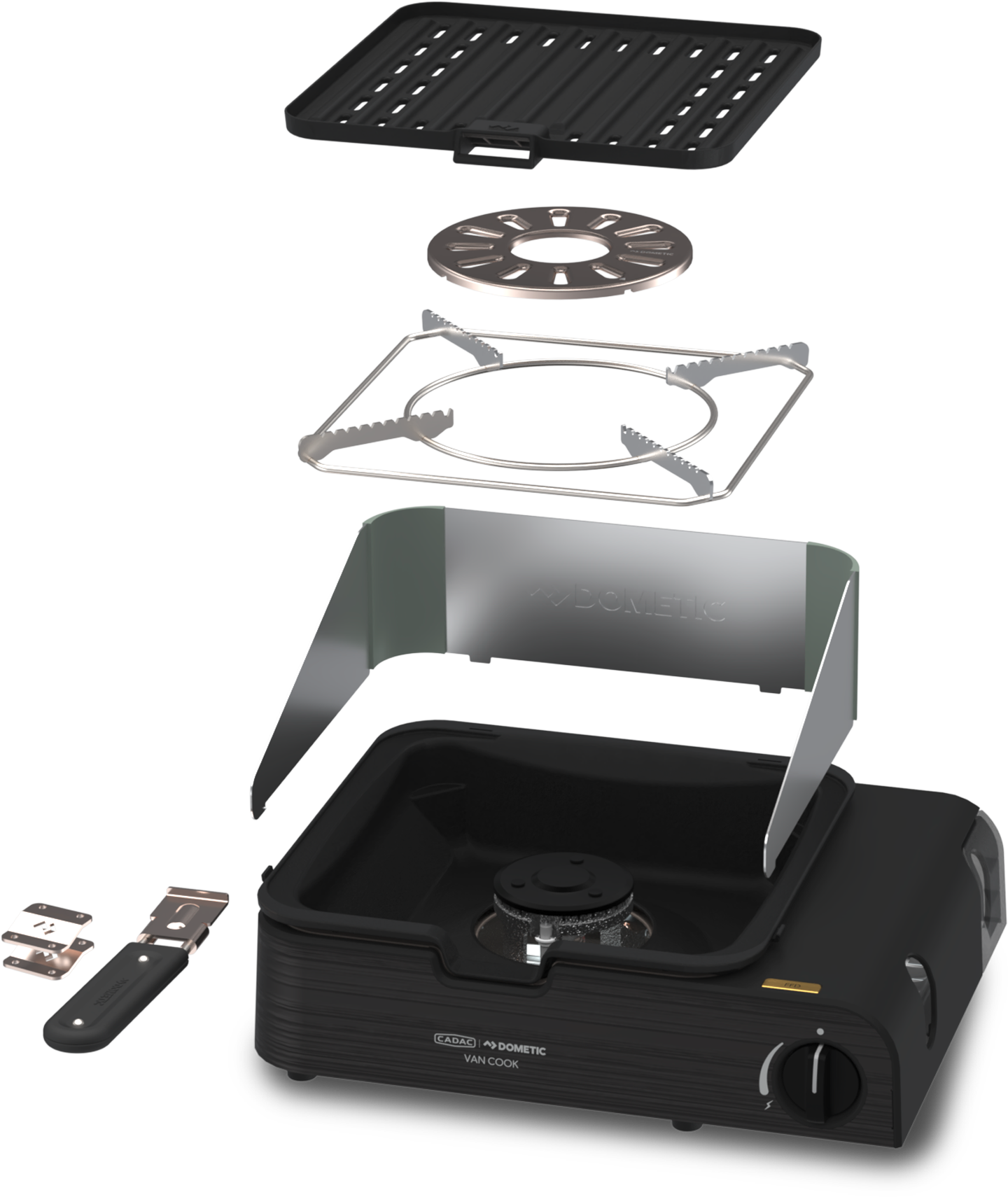 Dometic Van Cook FFD BBQ Plate Gaskocher 1-flammig mit Grillplatte 1,6