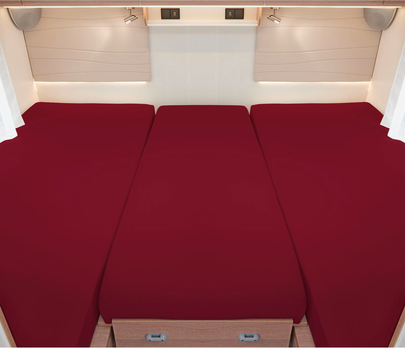 Spannbetttuch Set 3 teilig für Heckbetten weinrot - Spannbetttücher & Bettwäsche von Bettwaren-Shop