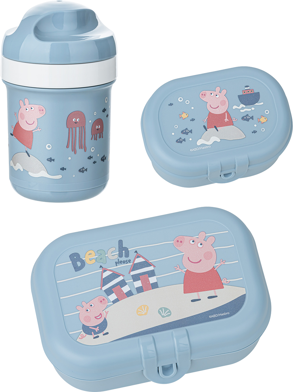 Koziol Peppa Pig Waves To Go Lunchbox Set 3 teilig mit 2 Boxen / Trinkflasche 200