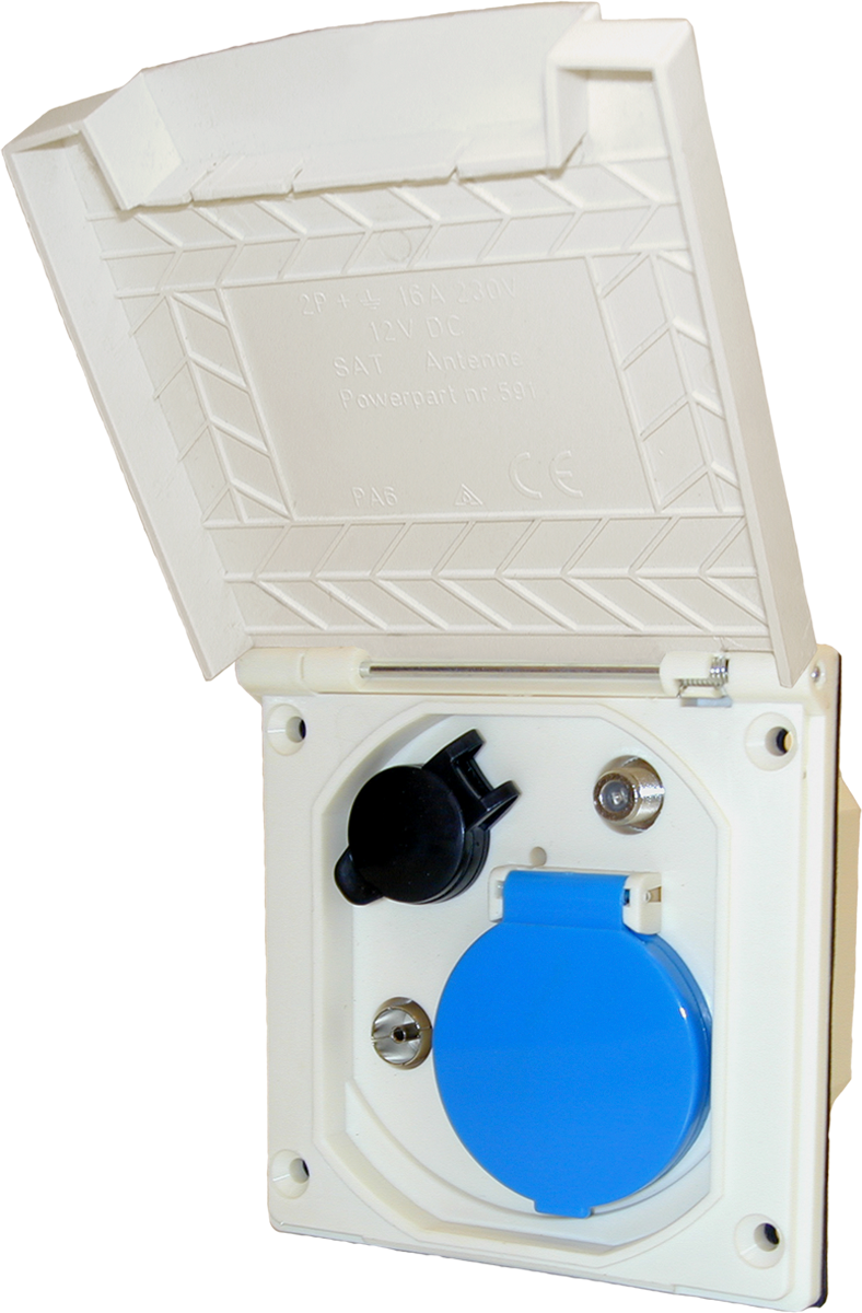 Haba ESB 3 Unit Außensteckdose Multifunktion 12 V / 230 V / Antenne / Satellit Weiß