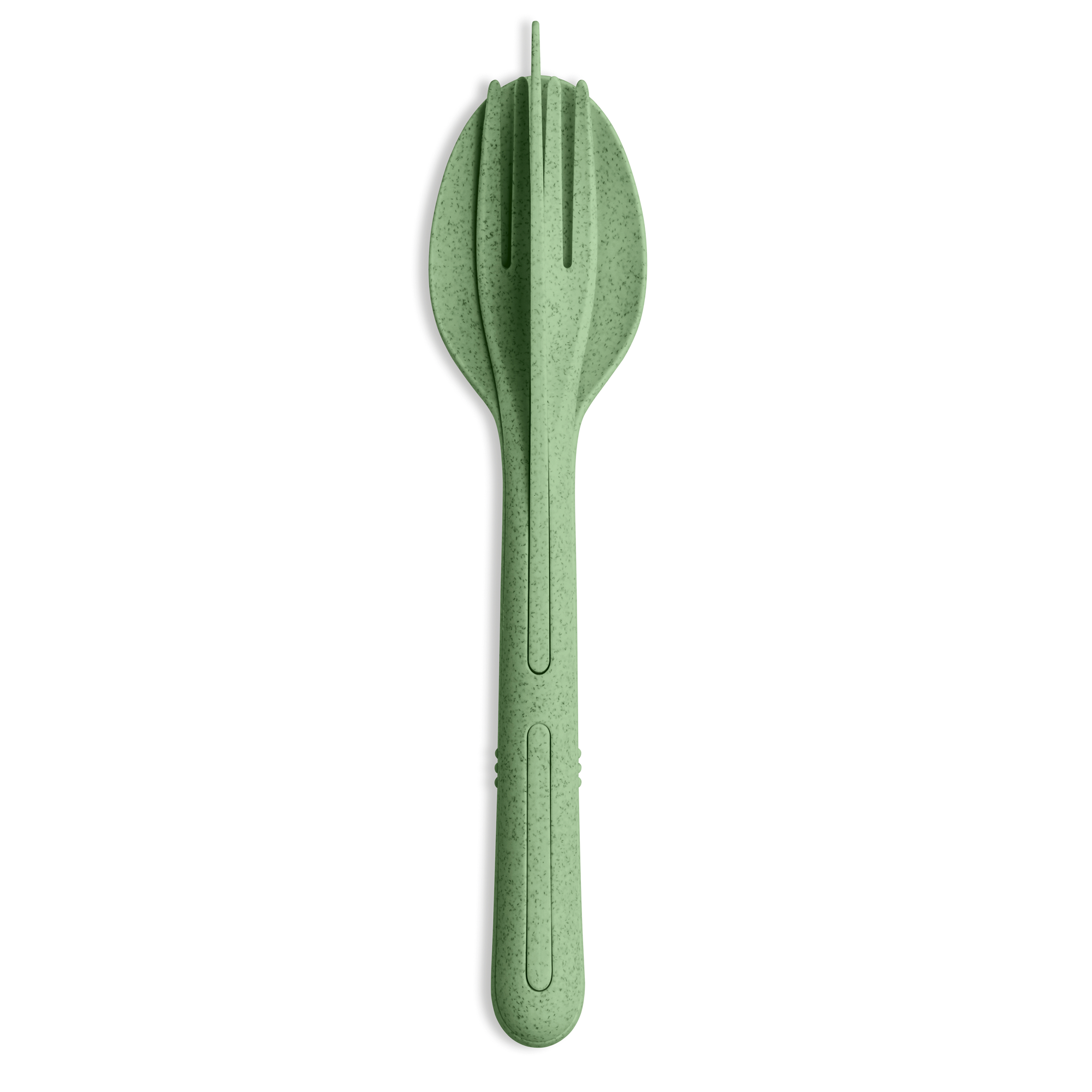 Koziol KLIKK Besteck-Set 3-tlg. nature leaf green - Campingbesteck
