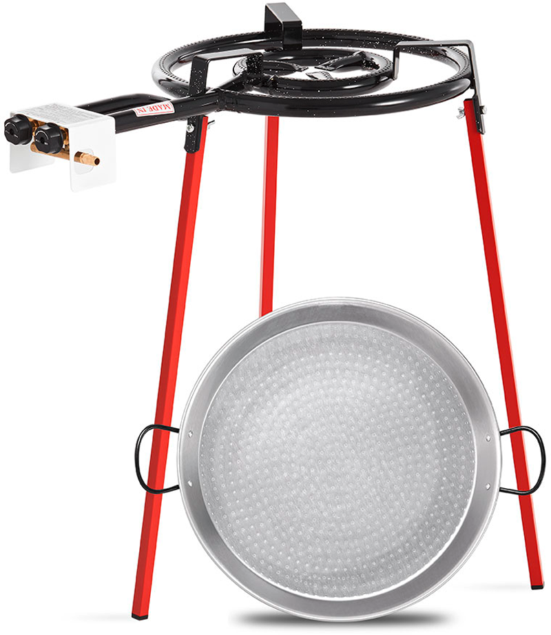Vaello Paella-Brenner Set 3 teilig mit Paellapfanne und Gasgrill für Butan- und Propangas C 50