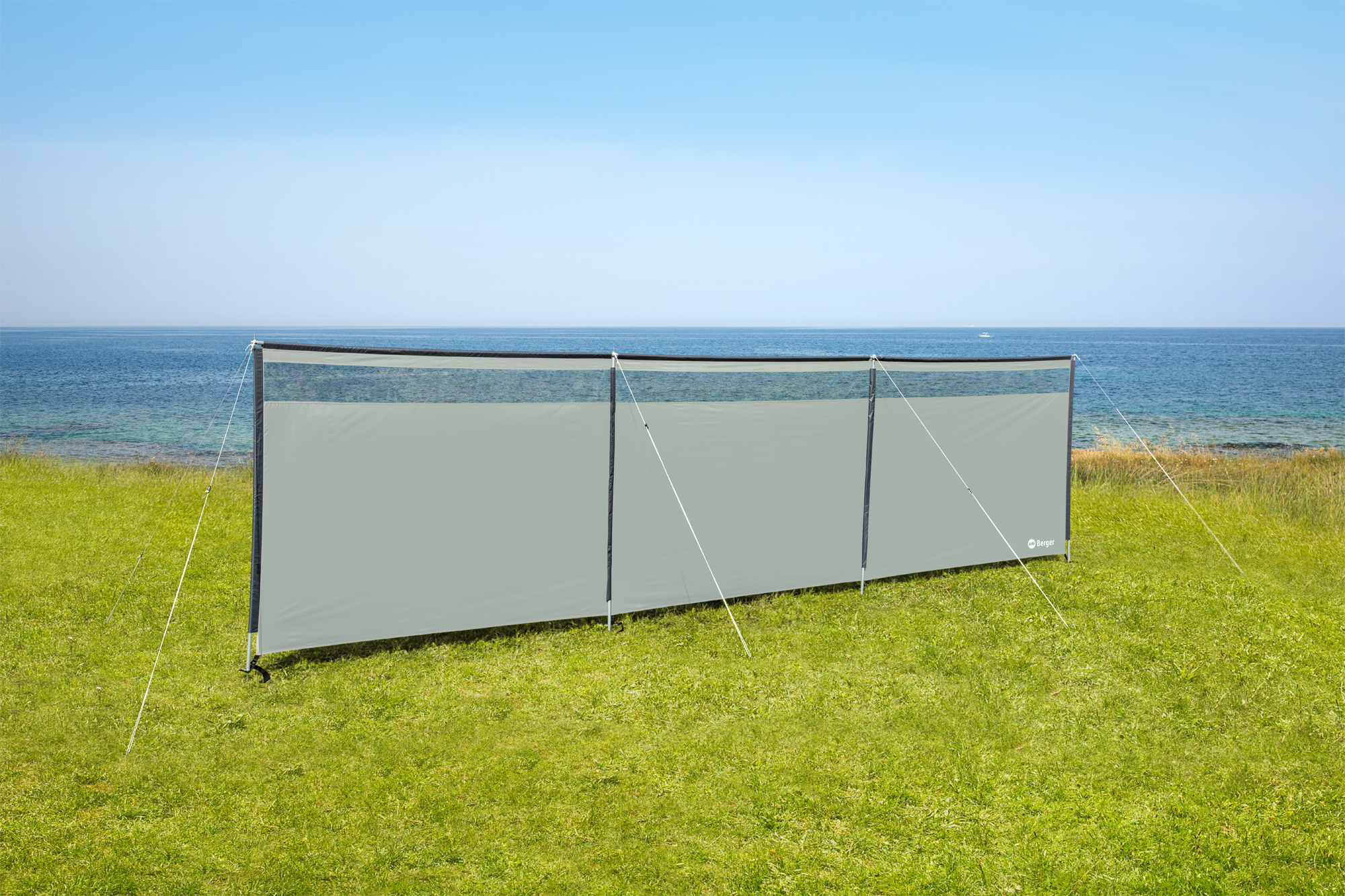 BERGER Camping Windschutz 130 x 460 cm | Sichtschutz Garten - Strand  Windschutz mit Sichtfenster, Outdoor |Sichtschutz kann als Zeltplane für