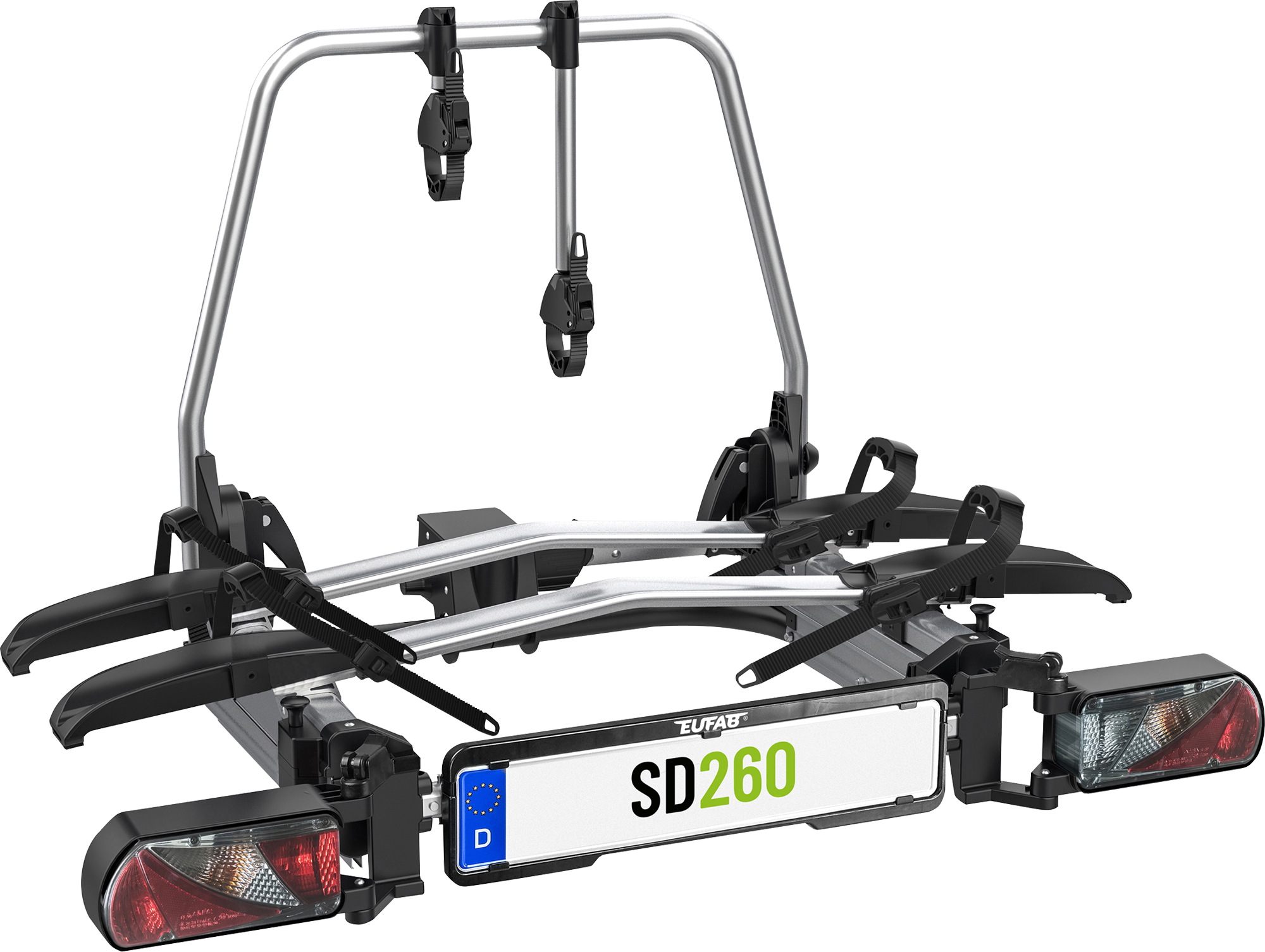 Eufab SD260 Flügeltür Kupplungs-Fahrradträger für 2 Fahrräder, E-Bike geeignet