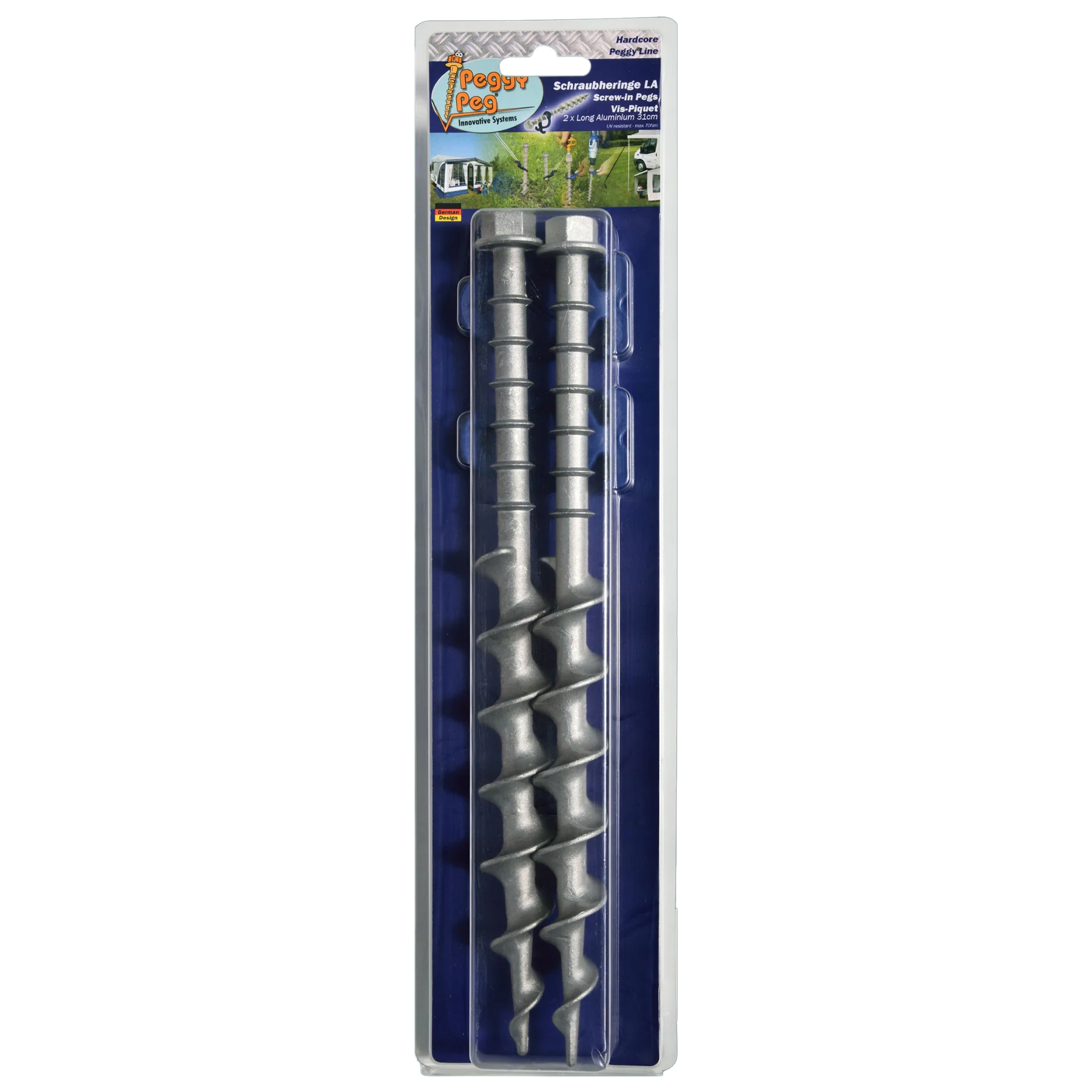 Peggy Peg Schraubhering Long Aluminium (LA) 31 cm 2er Set (PP13) - Zeltheringe & Abspannmaterial