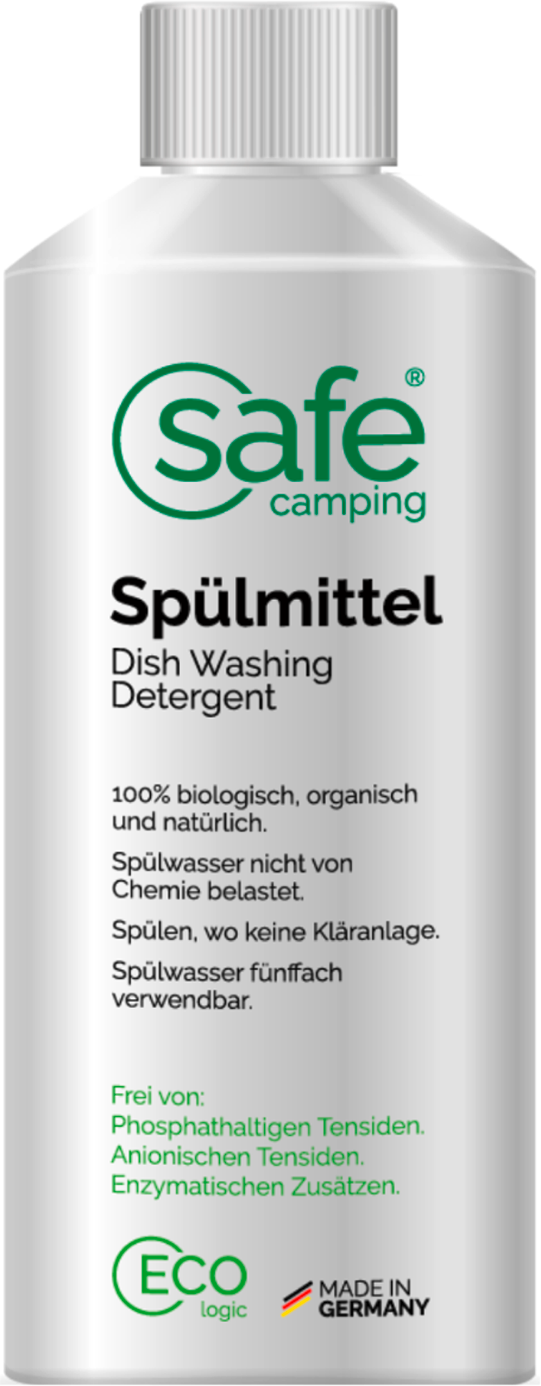 Safe Camping Spülmittel auf natürlicher Basis mit absorptiven Biopolymeren