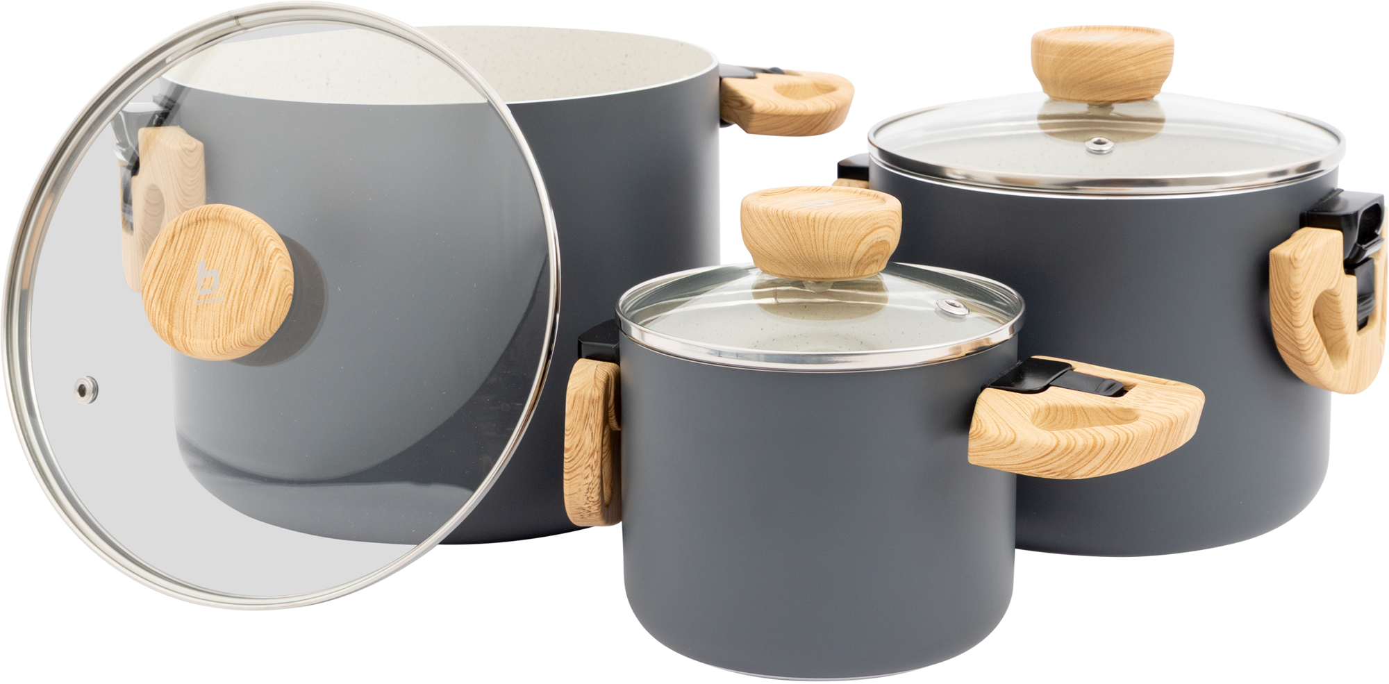 Bo-Camp Urban Outdoor Barbican Topfset Aluminium mit Keramikbeschichtung und Induktion 3 teilig - Kochgeschirr-Sets