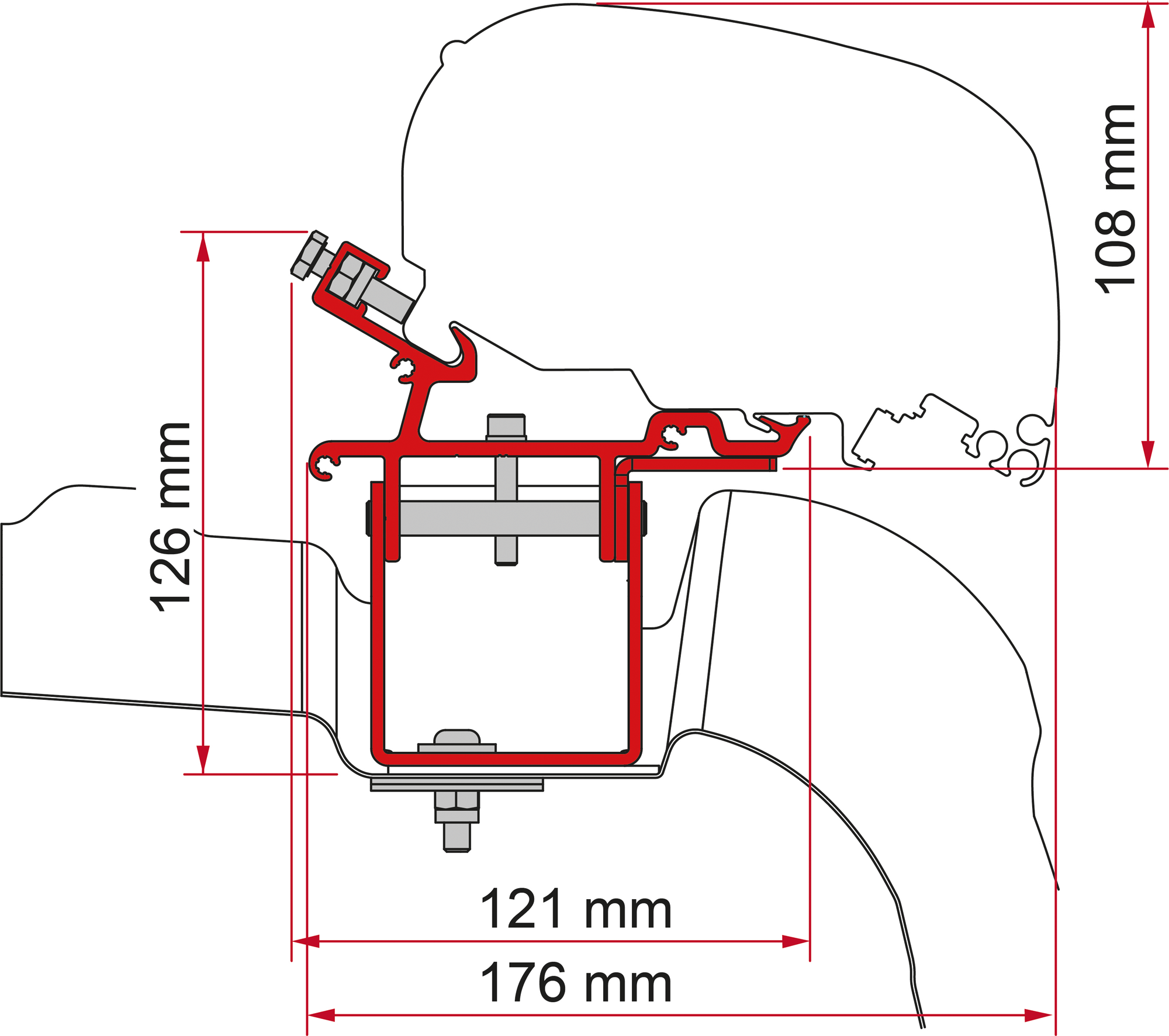 Fiamma Kit VW Crafter H3 / L3 RHD Markisenadapter für Fiamma F80 / F65