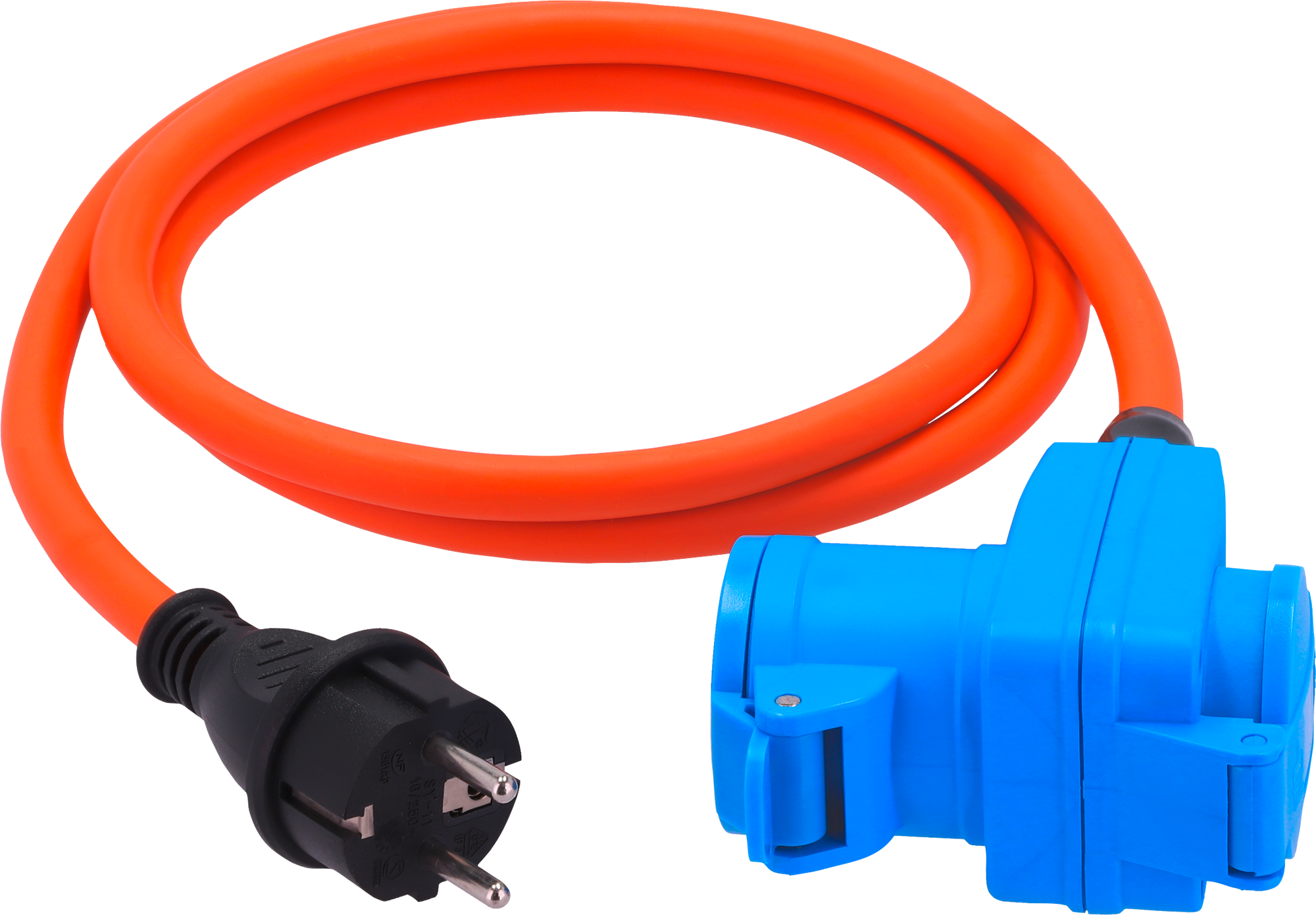 Berger Ultimate Adapterleitung Schutzkontakt-Stecker und Winkelkupplung mit CEE-Kupplung und Schutzkontakt-Kupplung 1,5
