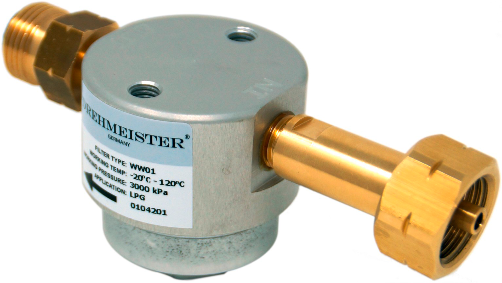 DREHMEISTER Smart Gasflaschenfilter W21,8 x 1/14 LH 136 mm lange