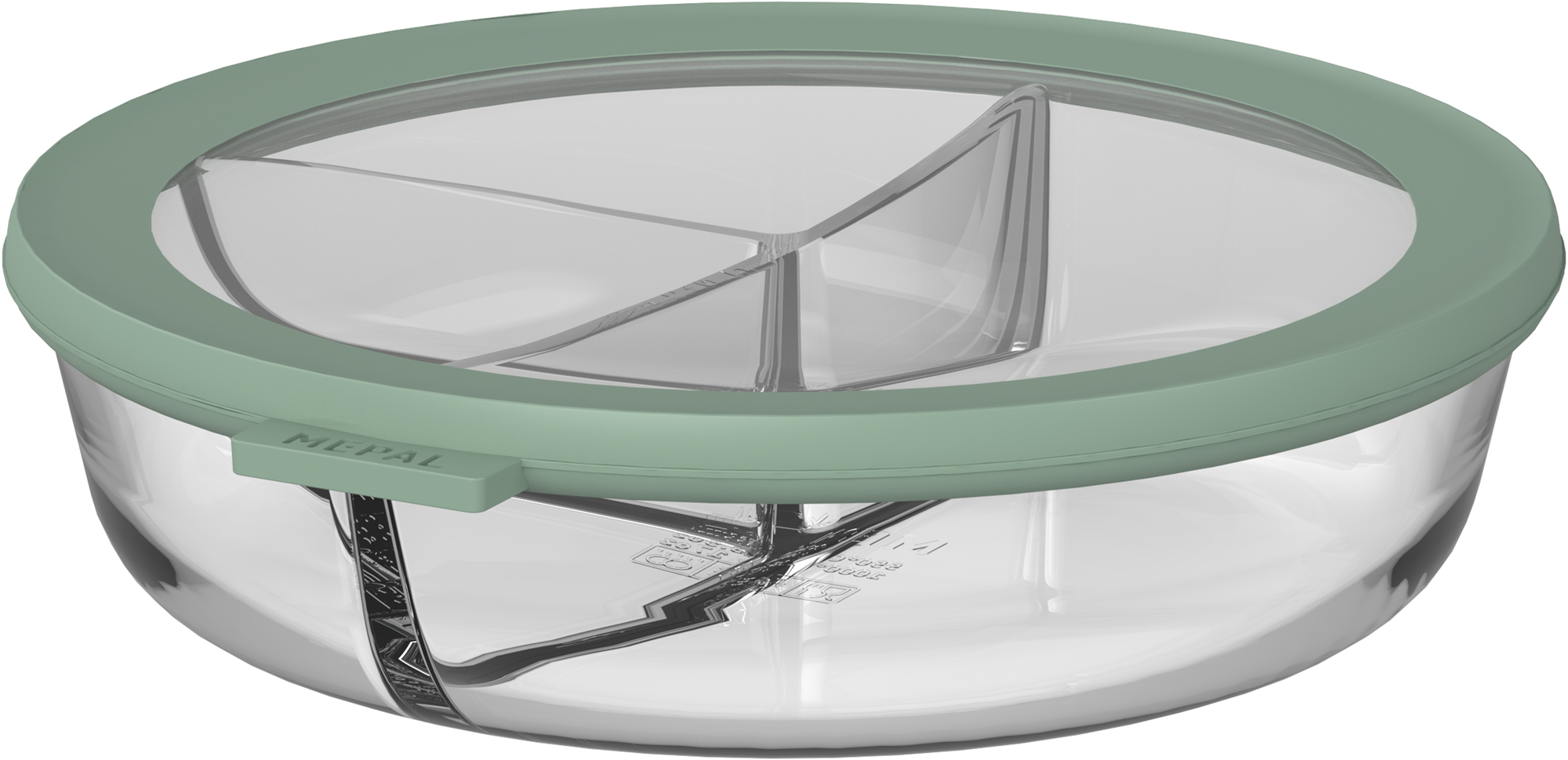 Mepal Cirqula Vorratsdose Meal-Prep-Tablett aus Borosilikatglas und luftdichtem Deckel 1000 ml nordic