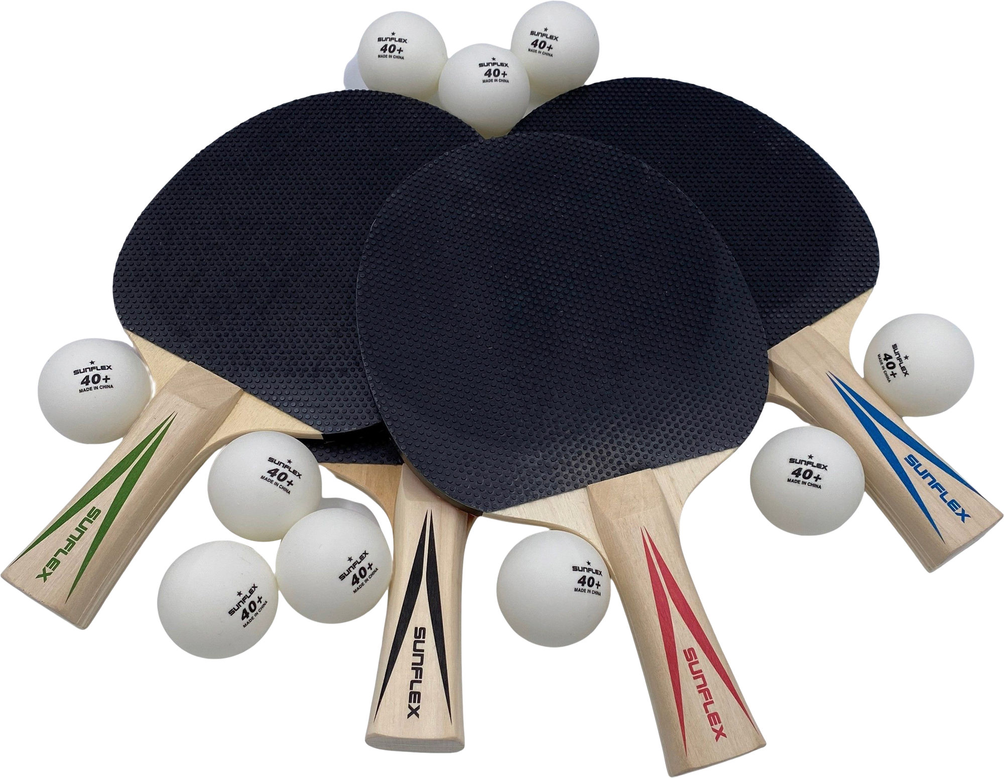 Sunflex sport Rundlauf Set Tischtennis Set mit 4 Schlägern und 10 Bällen - Spielsachen