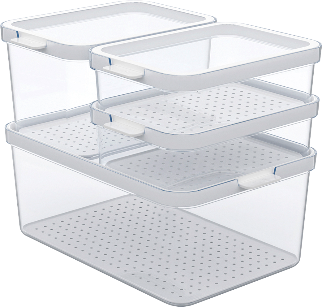 Rotho Cauma Kühlschrankorganizer Set 4 teilig 2 x 1,2 Liter / 2,15 Liter / 4,65 Liter - Kühlschrank-Zubehör