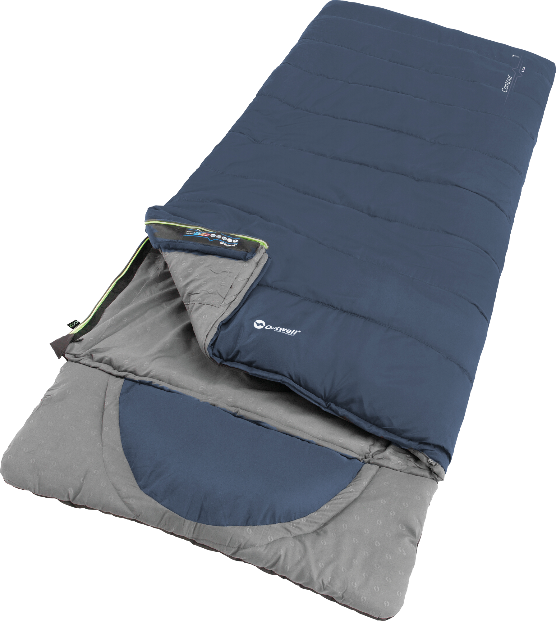 Outwell Contour Lux Deep Blue Deckenschlafsack wendbar 220 cm Reißverschluss