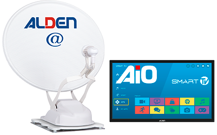 Alden Onelight@ 60 HD EVO vollautomatische Satellitenanlage Ultrawhite inkl. LTE Antenne und A.I.O. Smart TV mit integrierter Antennensteuerung