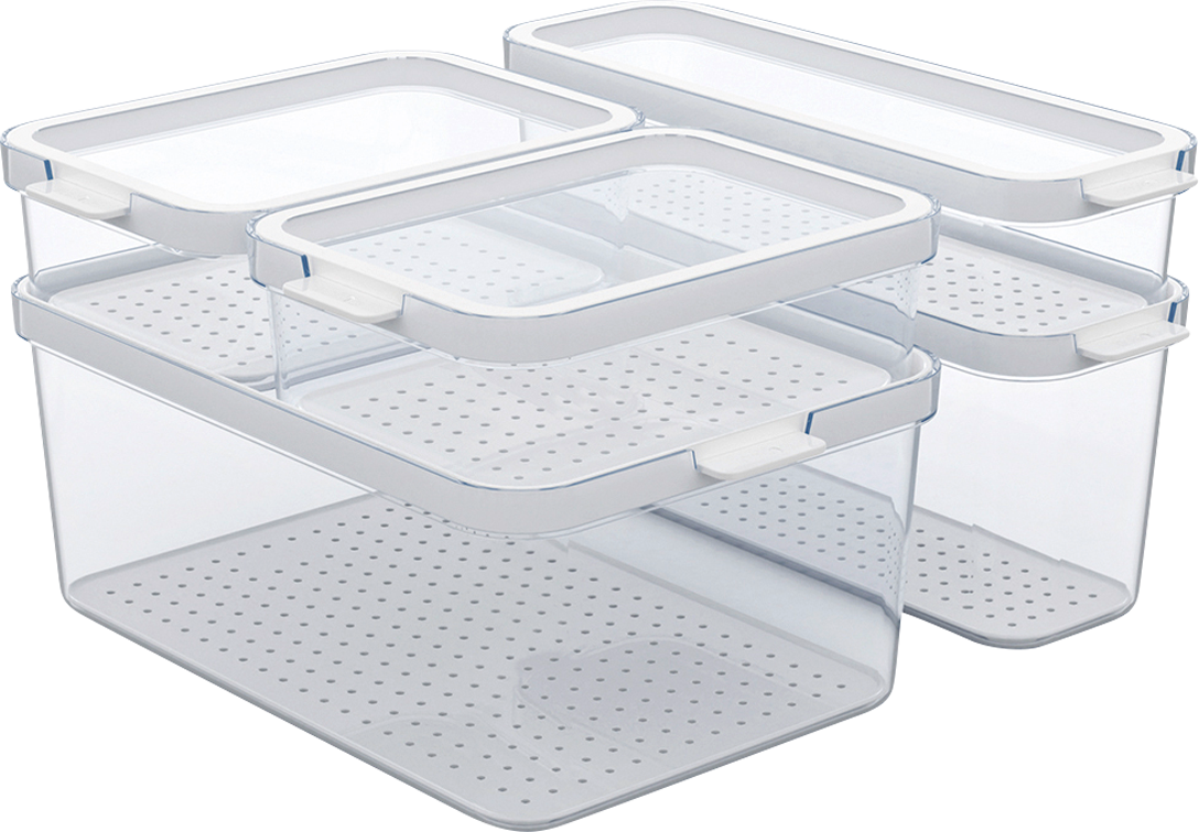 Rotho Cauma Kühlschrankorganizer Set 5 teilig 1,15 Liter / 2 x 1,2 Liter / 2 Liter / 4,65 Liter - Kühlschrank-Zubehör