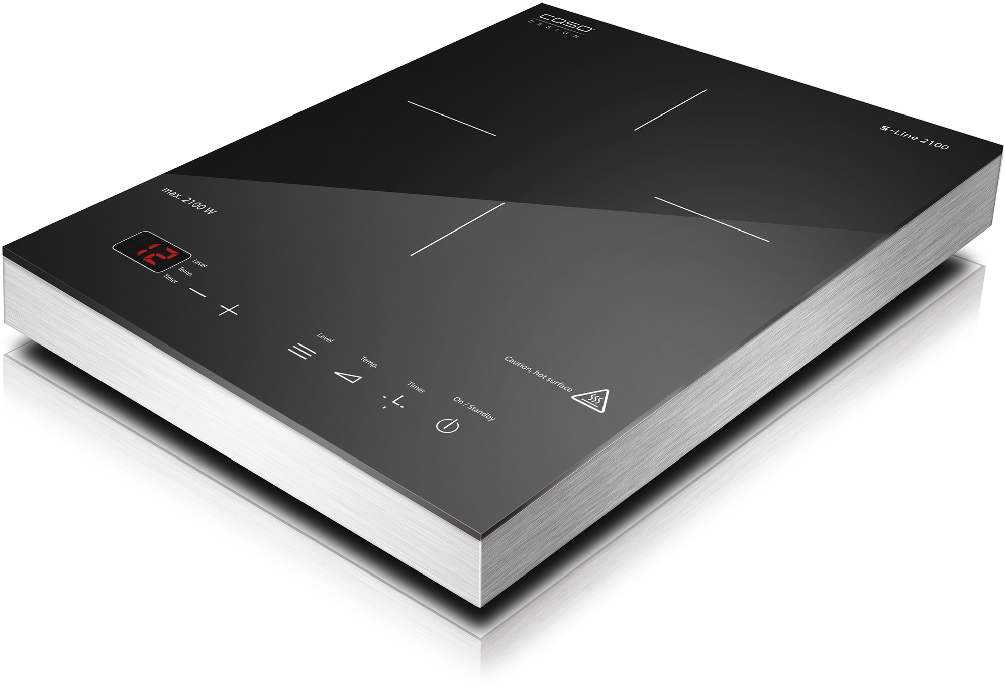 Caso S-Line 2100 mobile Induktionskochplatte mit 12 Leistungsstufen - Elektrokocher und Kochplatten