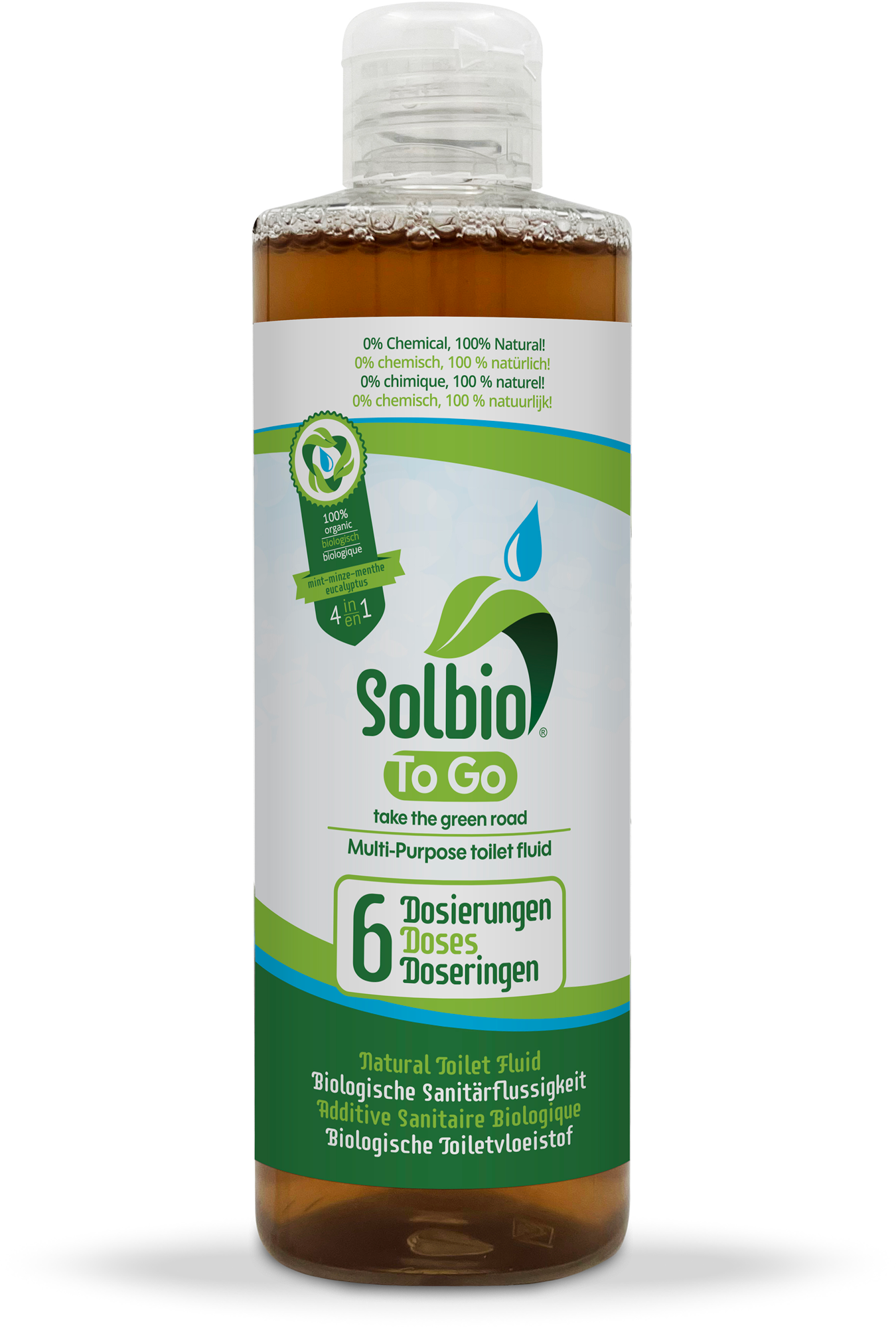 Solbio ToGo nachhaltige Sanitärflüssigkeit Toilettenpflege mit Eukalyptus und Orangenduft 0,25