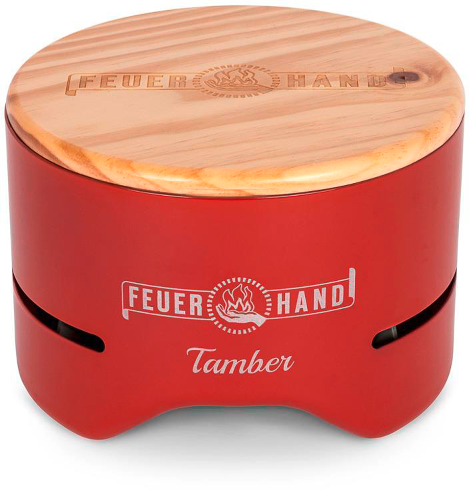 Feuerhand Tamber Tischgrill Holzkohlegrill mit Deckel und Starterkohle rubinrot - Holzkohlegrills