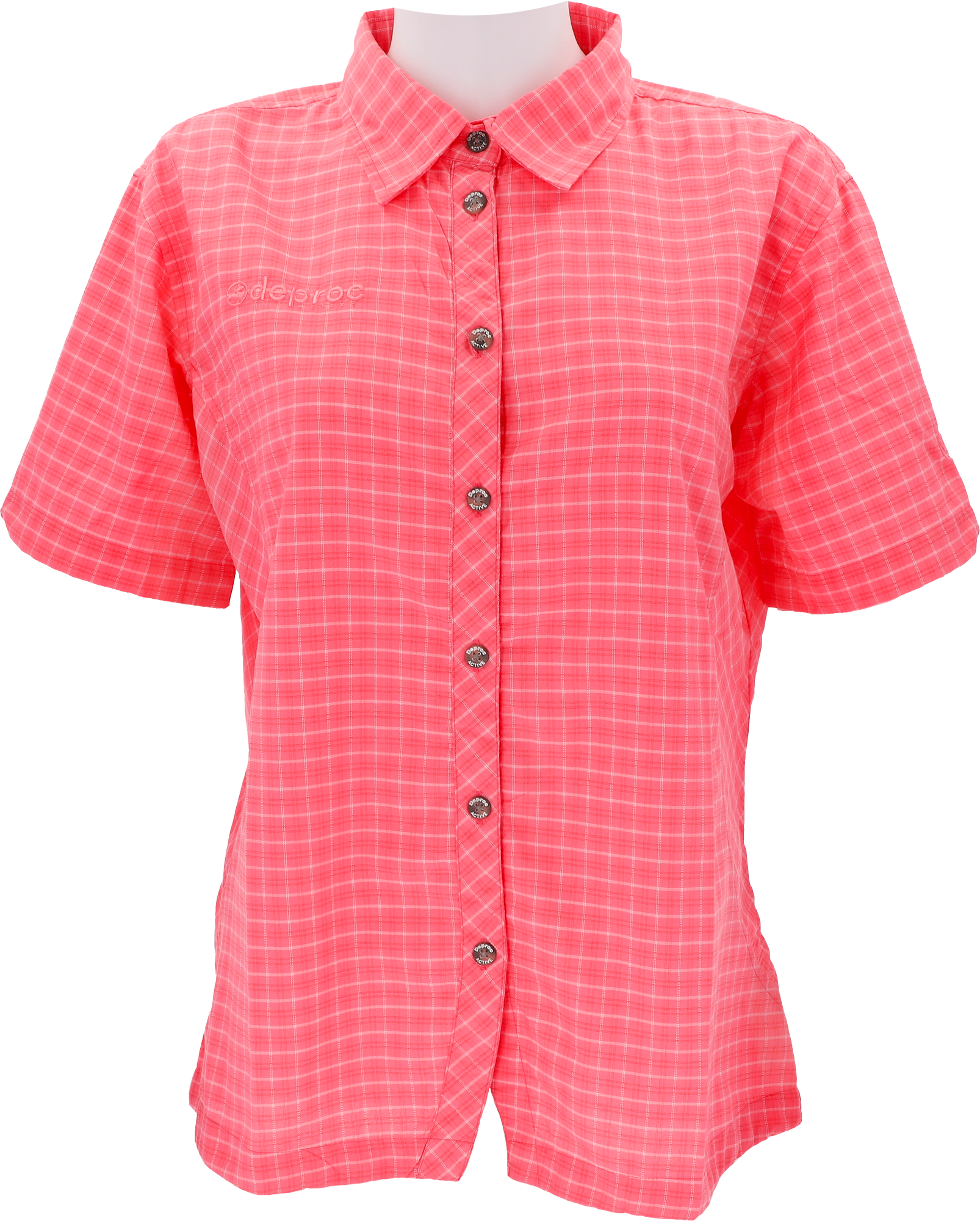 Deproc Damen Funktionsbluse rose kariert
