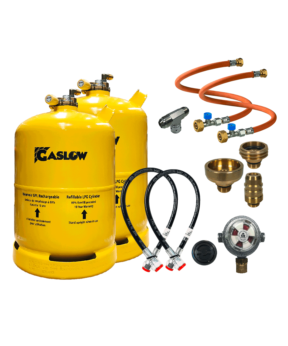 Gaslow Doppel Zylinder Kit mit Einfüllstutzen 11 kg