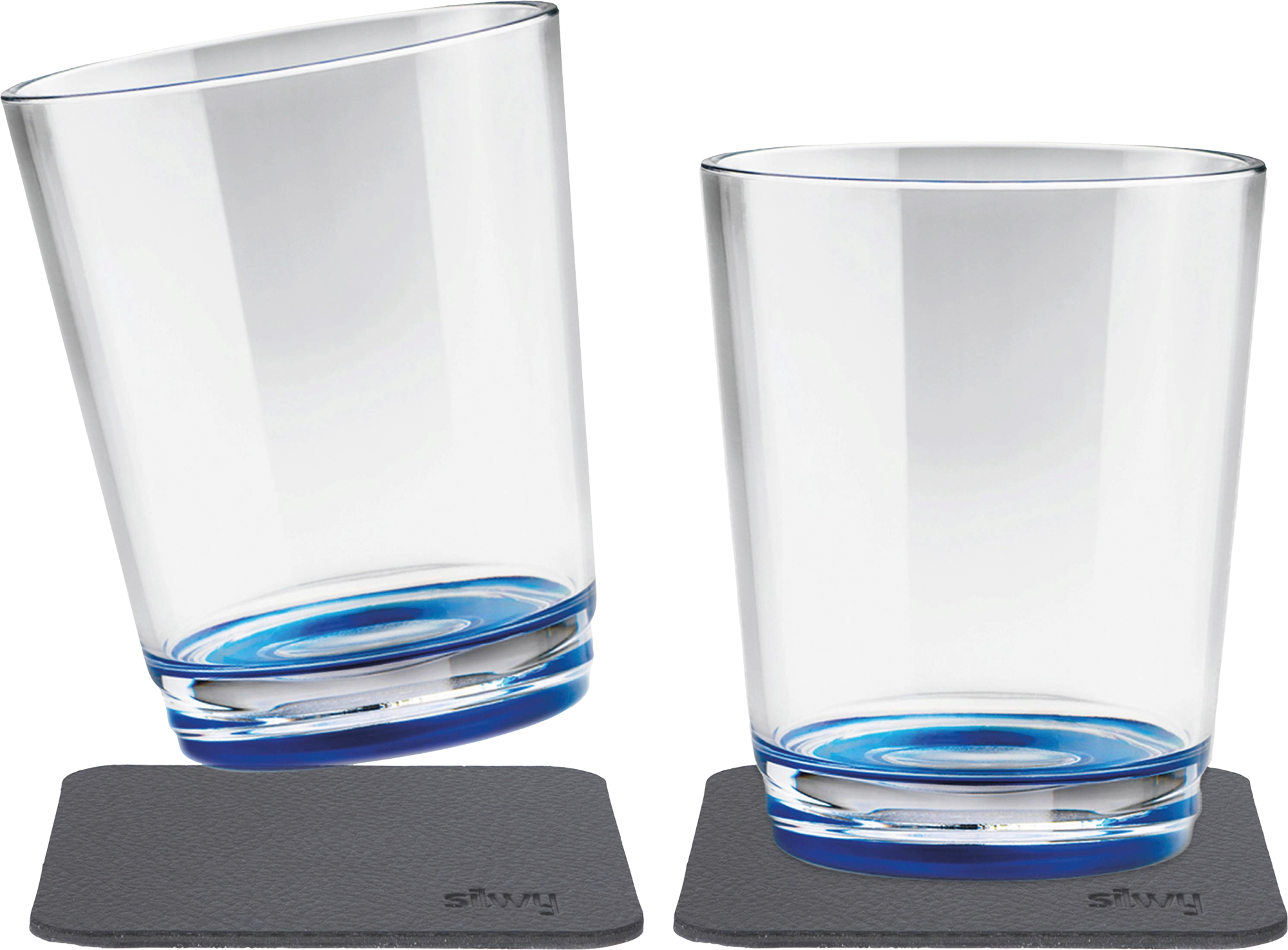 Silwy Tritan-Magnetgläser mit Untersetzer 2er Set  (250 ml) Blau - Gläser