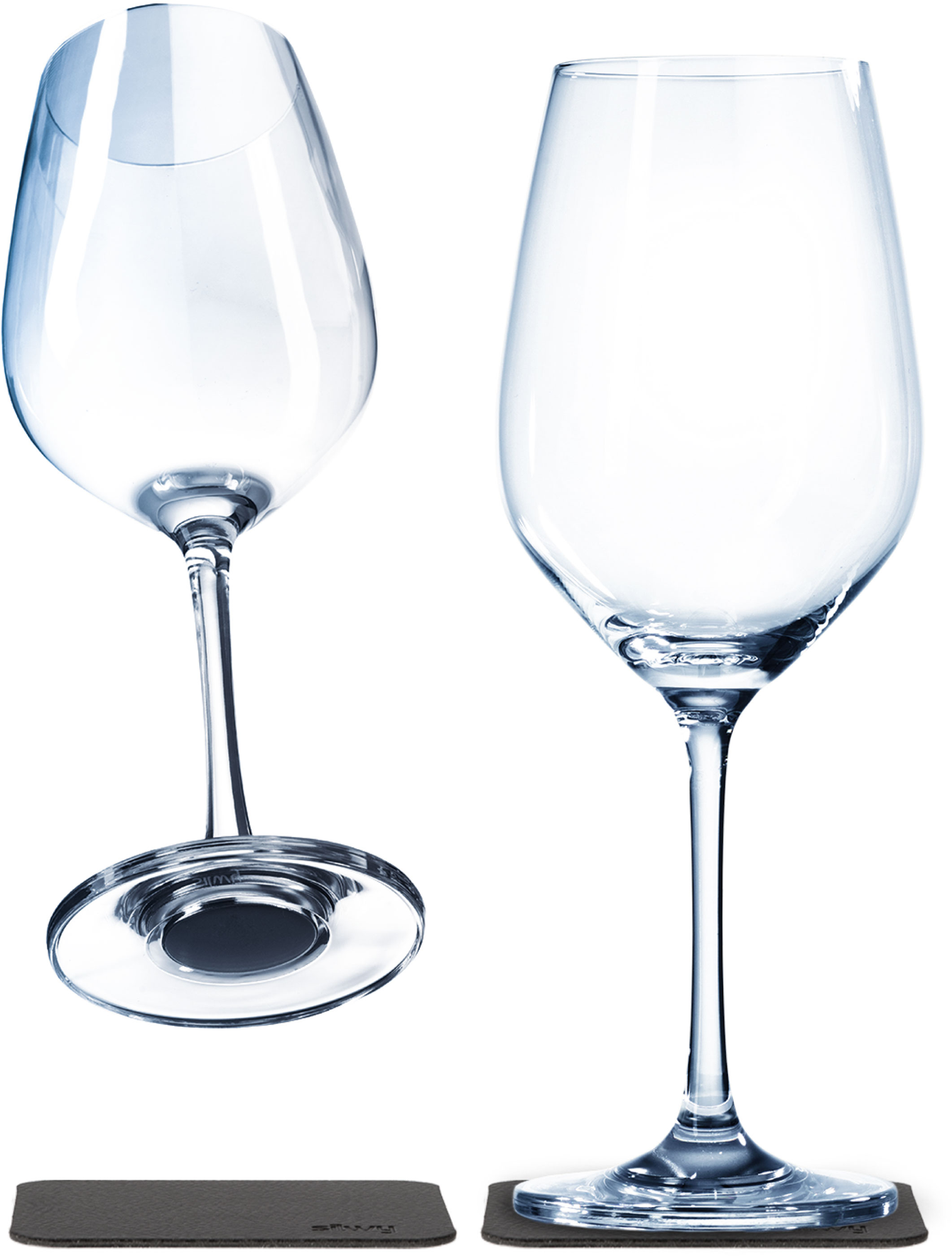 Silwy Magnet-Kristallgläser Weingläser mit Untersetzer 250 ml (2er Set)