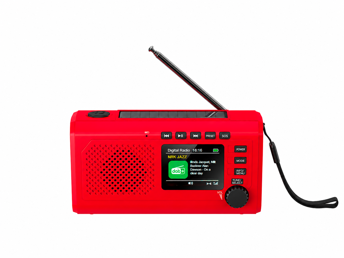 Reflexion TRA2757DAB+ Notfallradio mit DAB+, Bluetooth, Kurbel und Solar rot - Camping-Radio