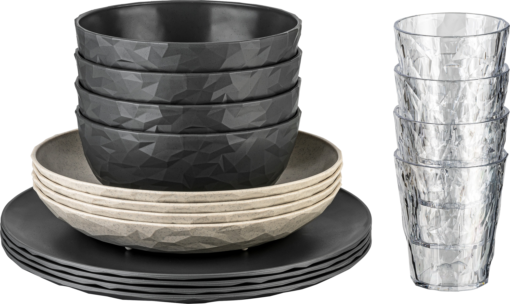 Koziol Göteborg Geschirr-Set 16-tlg. nature ash grey für 4 Personen