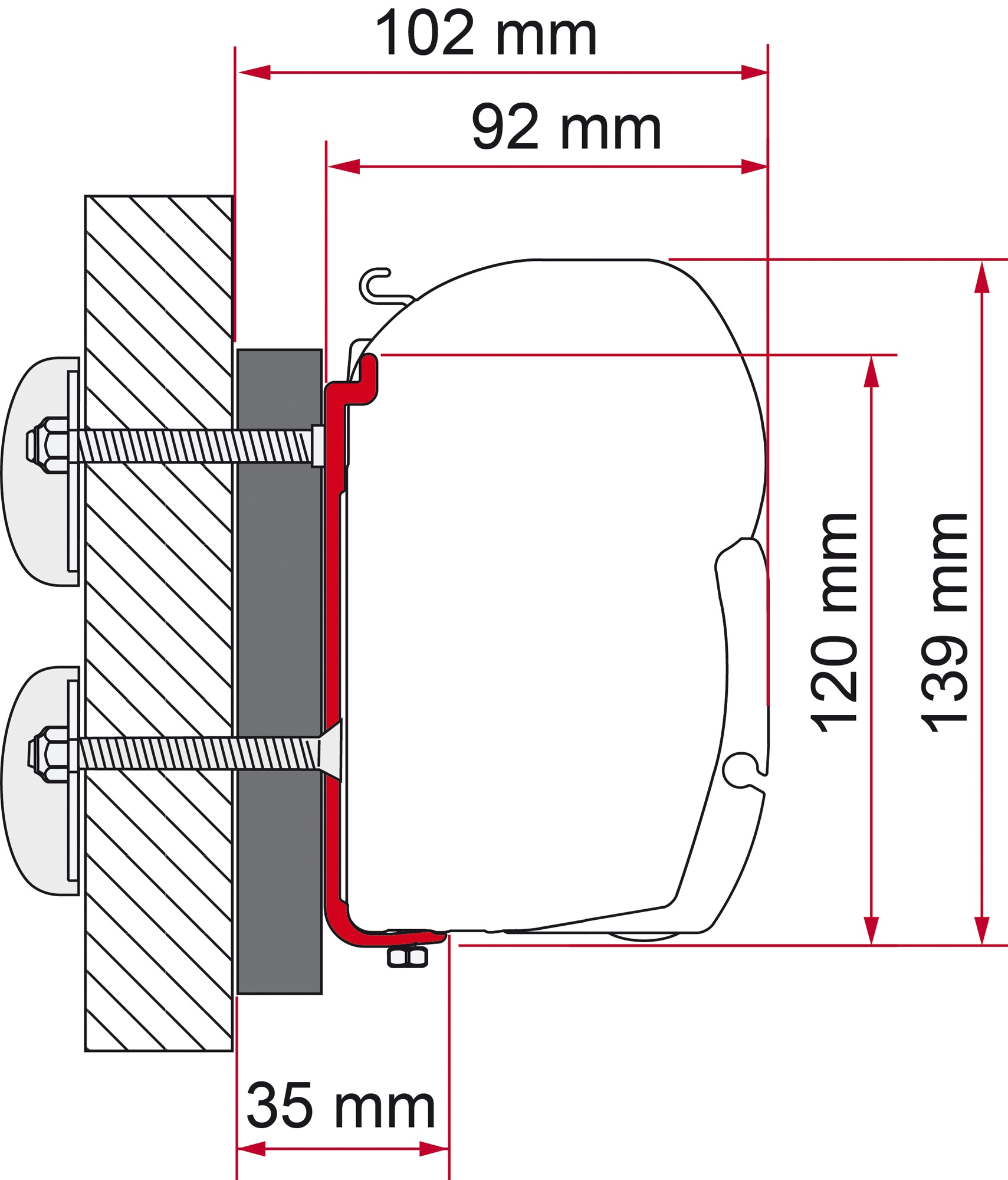 Fiamma Adapter Halterung Kit F45 - F70 für Dethleffs