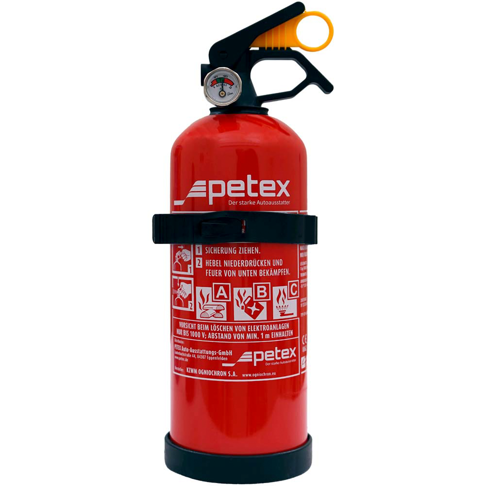 Petex ABC-Feuerlöscher mit Manometer und Halterung 1 kg